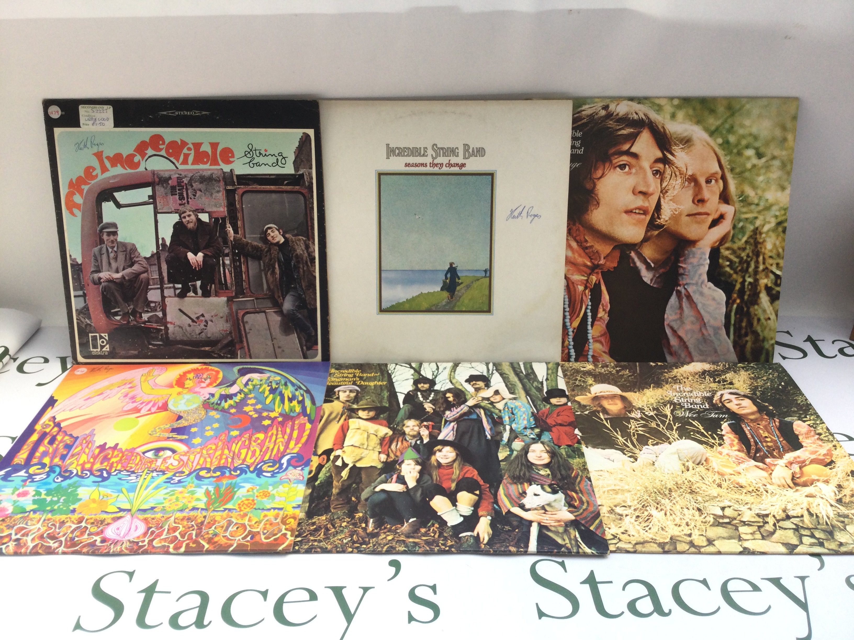 Six LPs by The Incredible String Band comprising '5000 Spirits', 'the Hangman's Beautiful Daughter' and others. Includes US pressings.