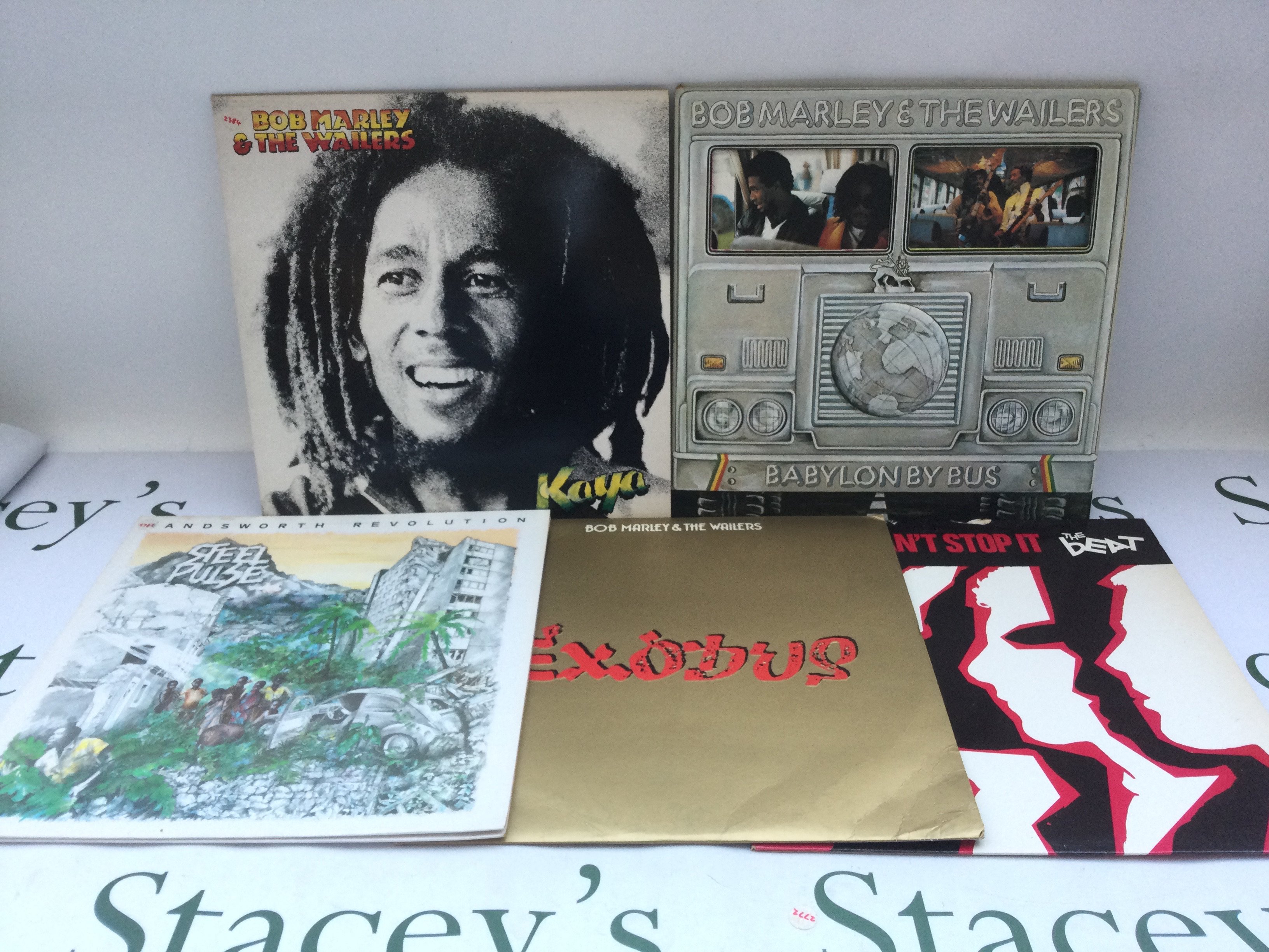 Five reggae and ska LPs by Bob Marley & The Wailers, Steel Pulse and The Beat. Includes a 'Handsworth Revolution' promo LP.