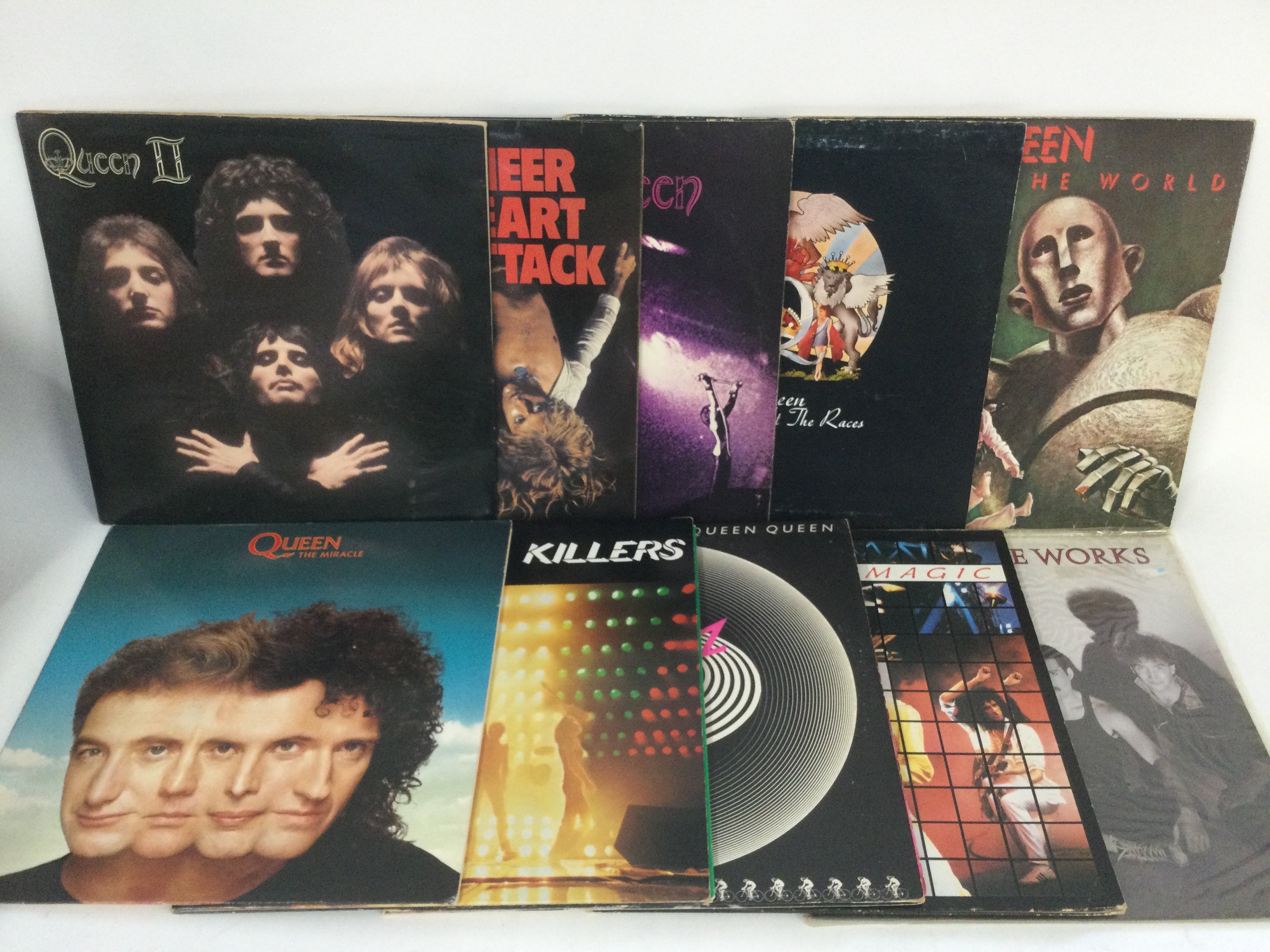 Ten Queen LPs comprising 'Sheer Heart Attack', 'A Day At The Races' and others.