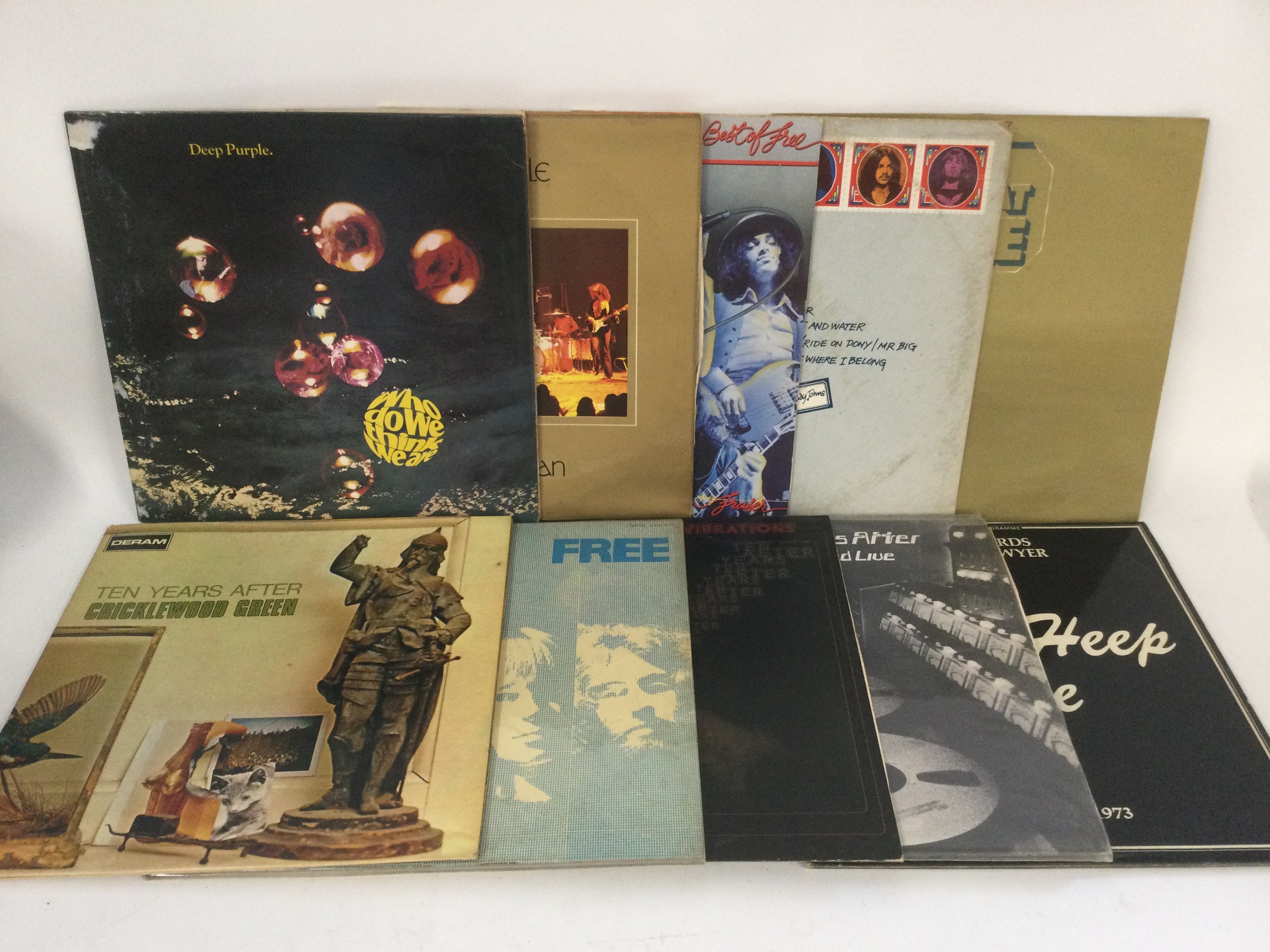 Ten rock LPs by Deep Purple, Free, Uriah Heep and Ten Years After. Includes some early UK pressings.