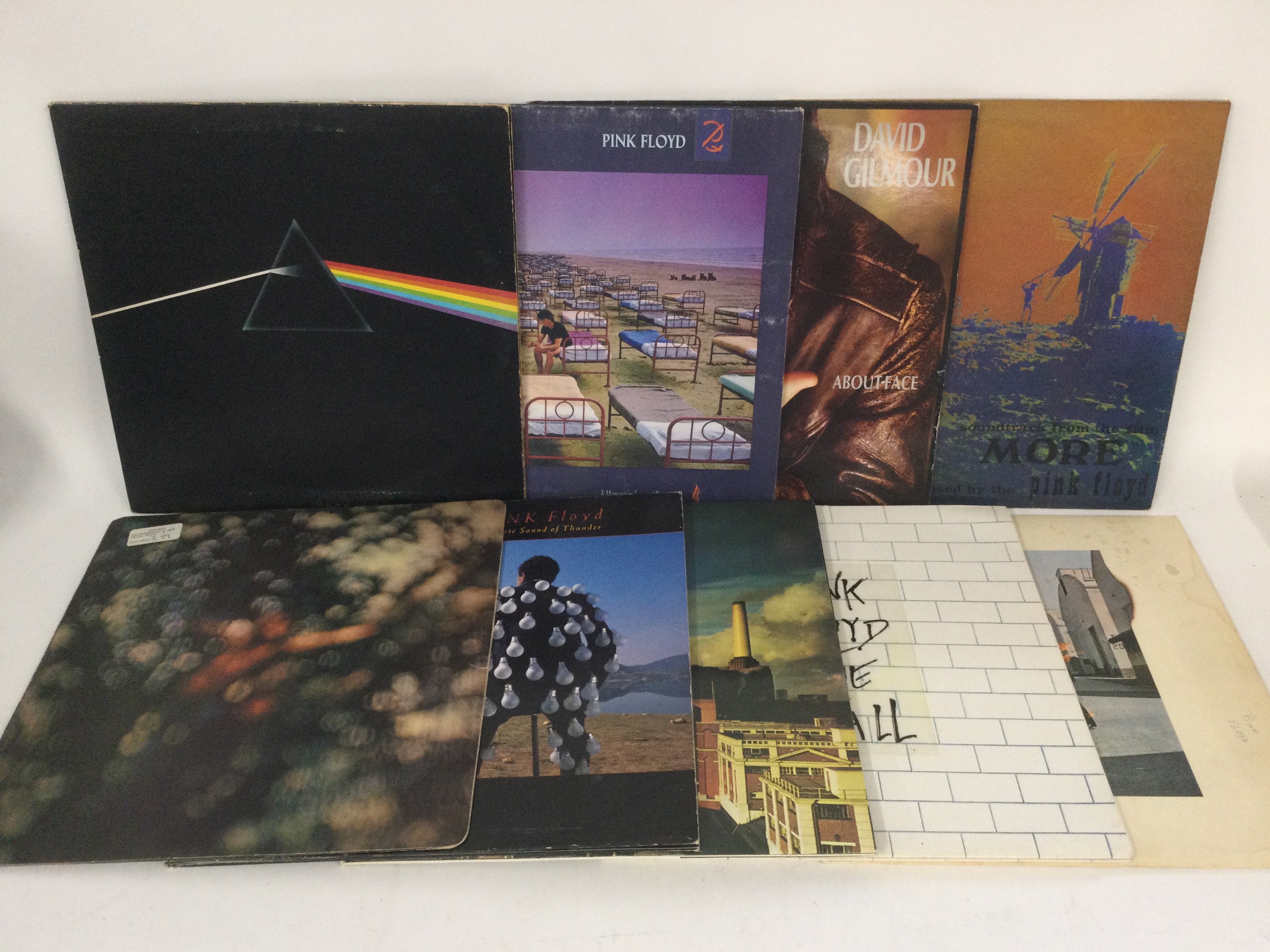 Nine Pink Floyd and solo LPs comprising 'Meddle', 'Animals', 'The Wall' and others.