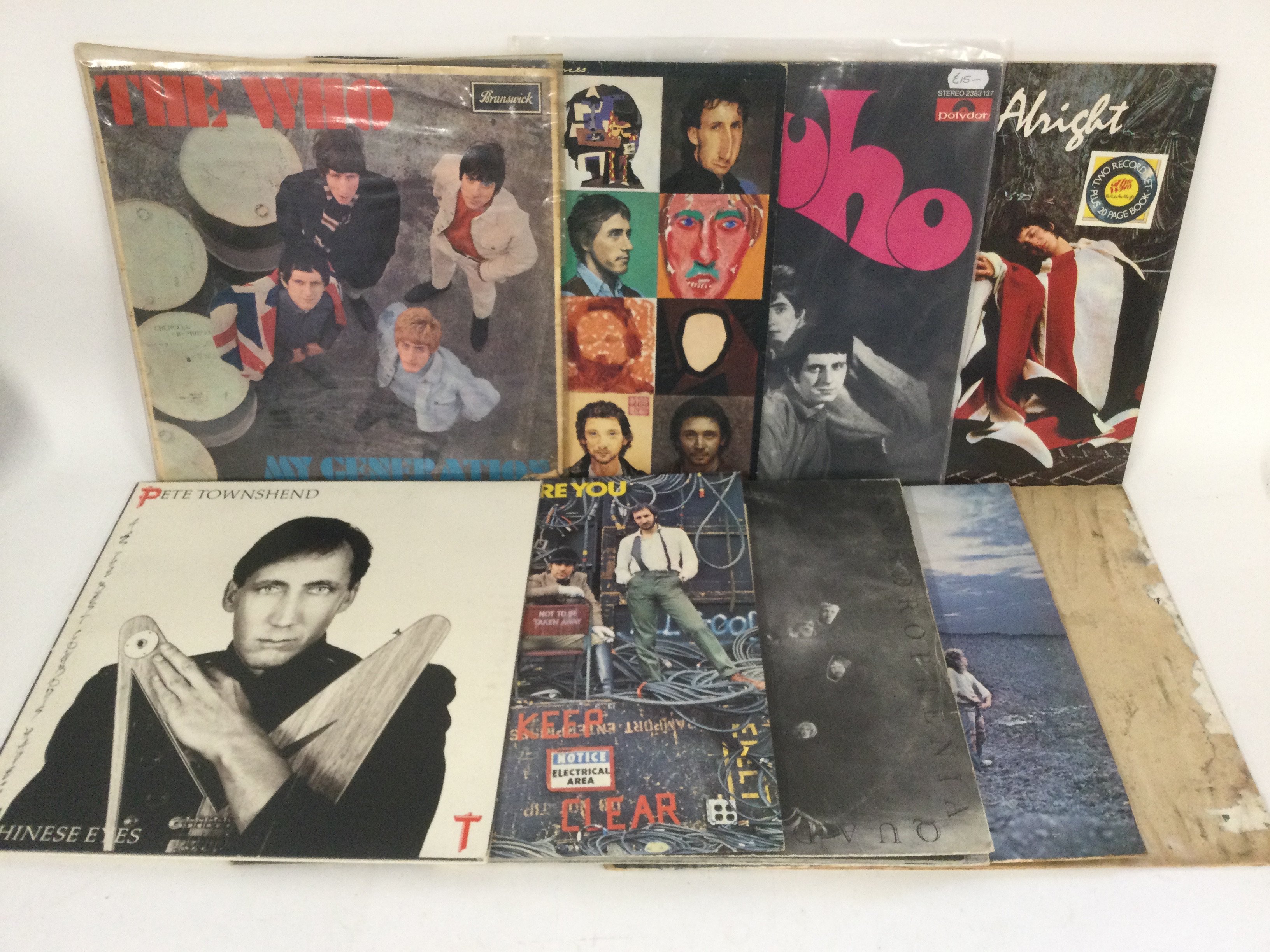 Nine LPs by The Who and related including an early UK pressing of 'My Generation'.