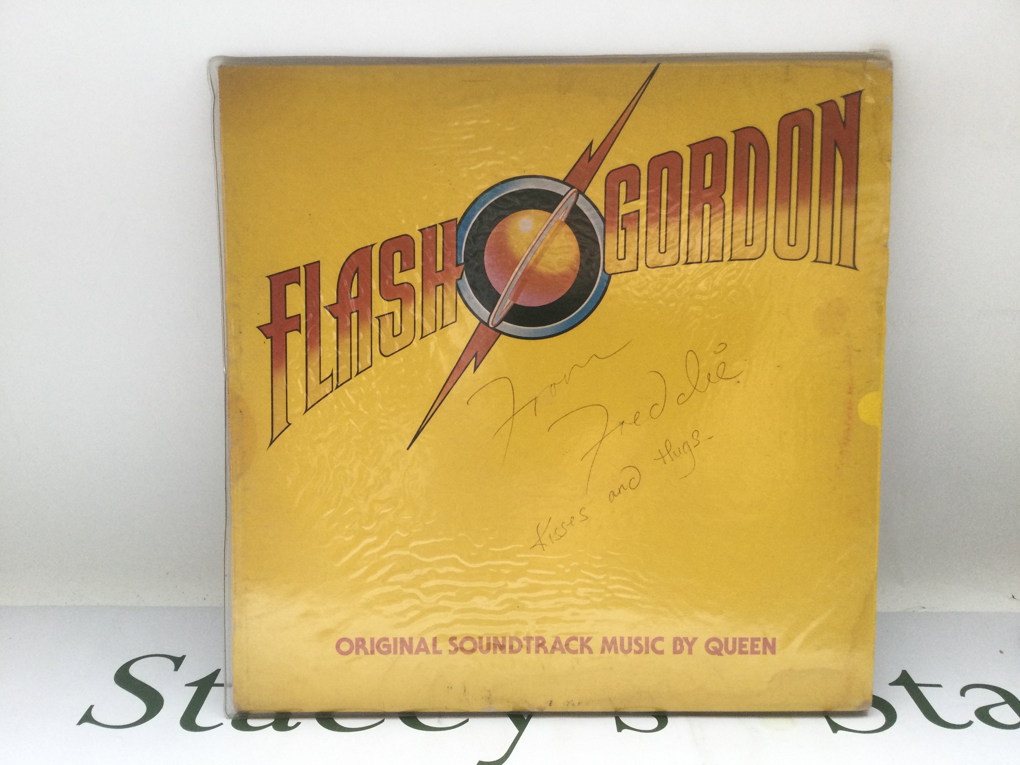 A Freddie Mercury signed Queen LP, no COA. Comes with another copy of the same LP. Please note that we are not experts in this field and can offer no guarantees that these signatures are genuine and will not be held responsible should they prove otherwise.