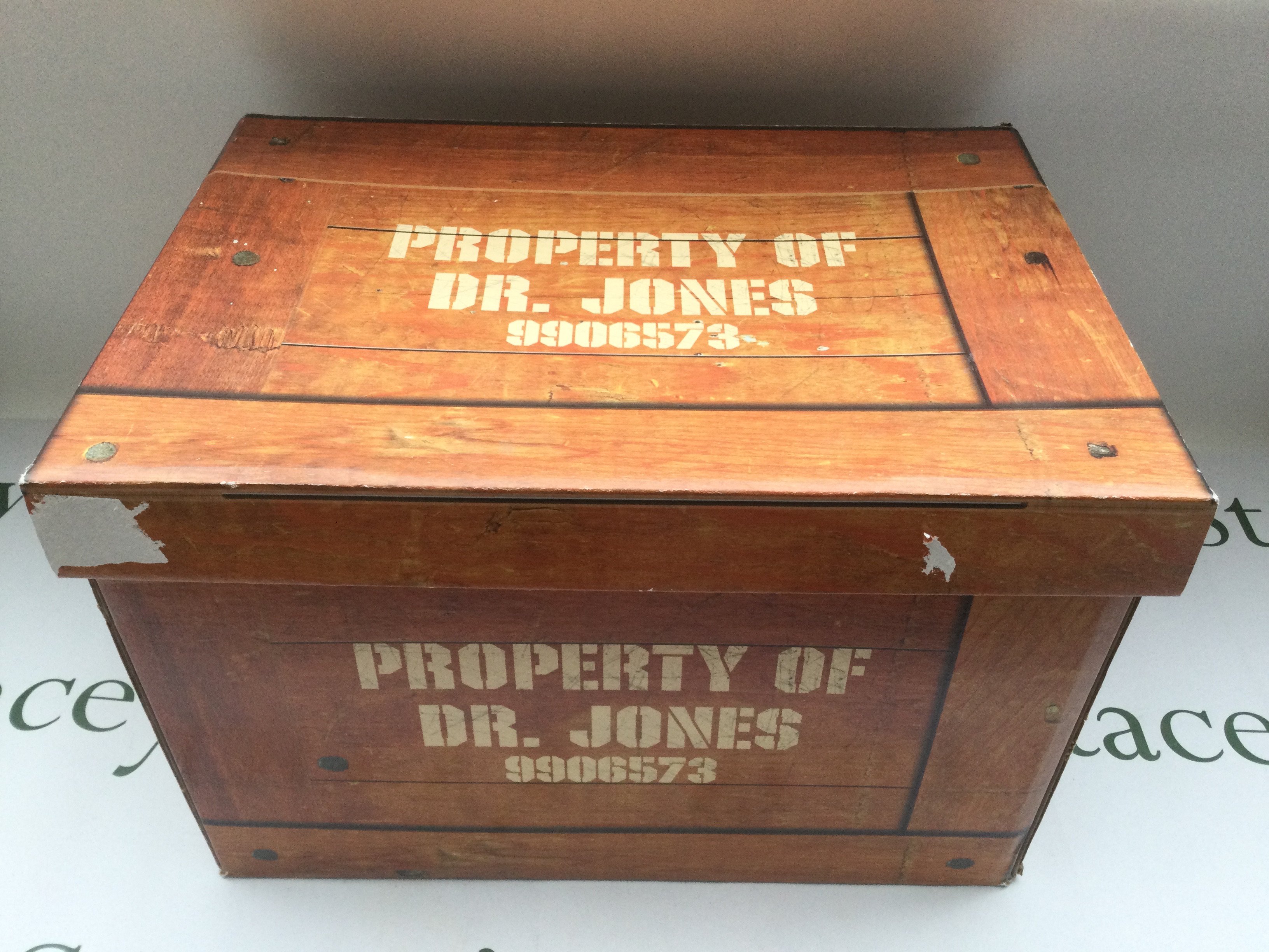 A 2008 Lucasfilm Indiana Jones Kingdom Of The Crystal Skull lottery giveaway box including leather jacket, shirt, leather bag, t shirt and fedora hat, limited to 2100.