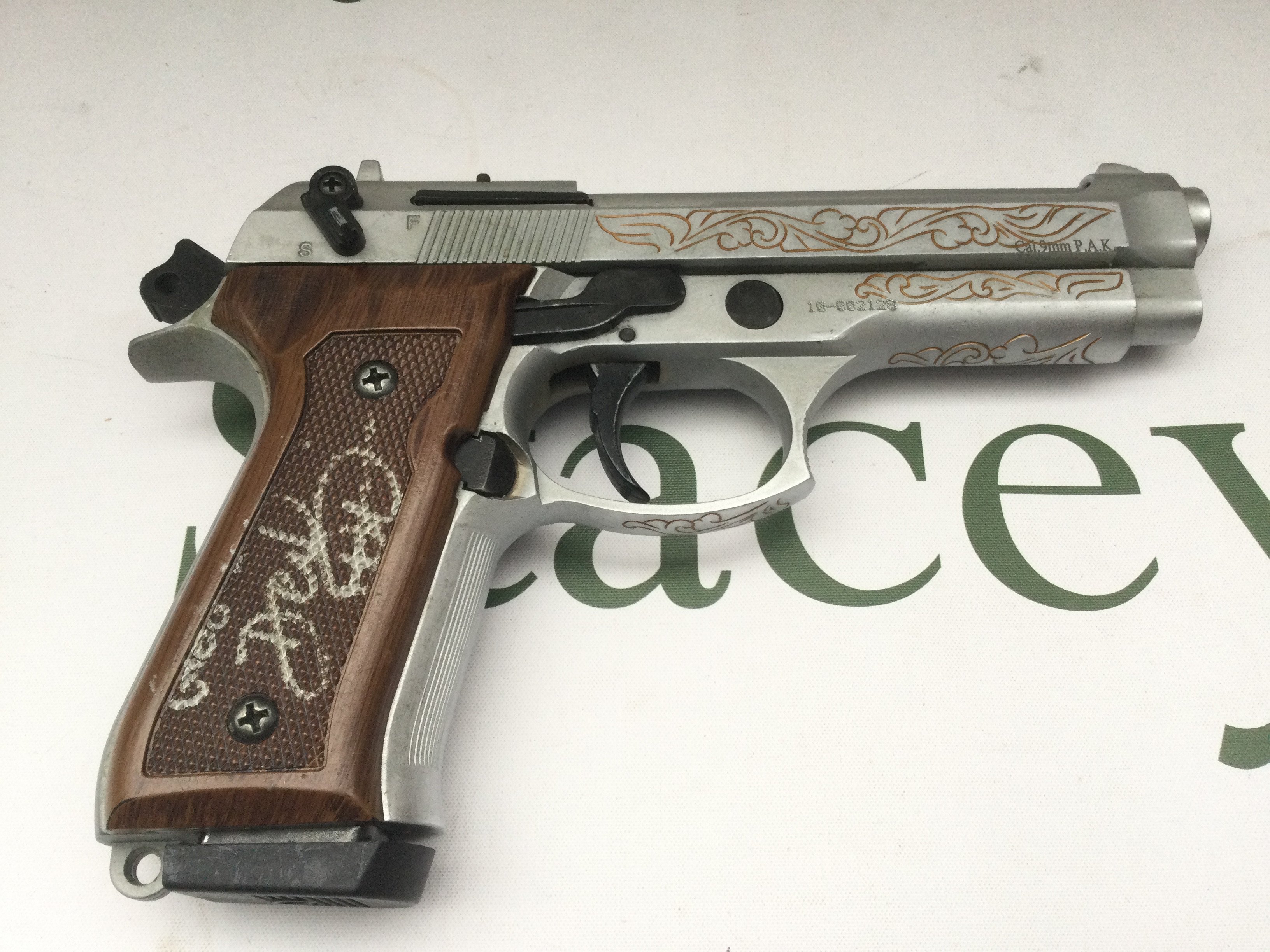 A film prop replica gun signed by Denzel Washington, no COA. Please note that we are not experts in this field and can offer no guarantees that these signatures are genuine and will not be held responsible should they prove otherwise.