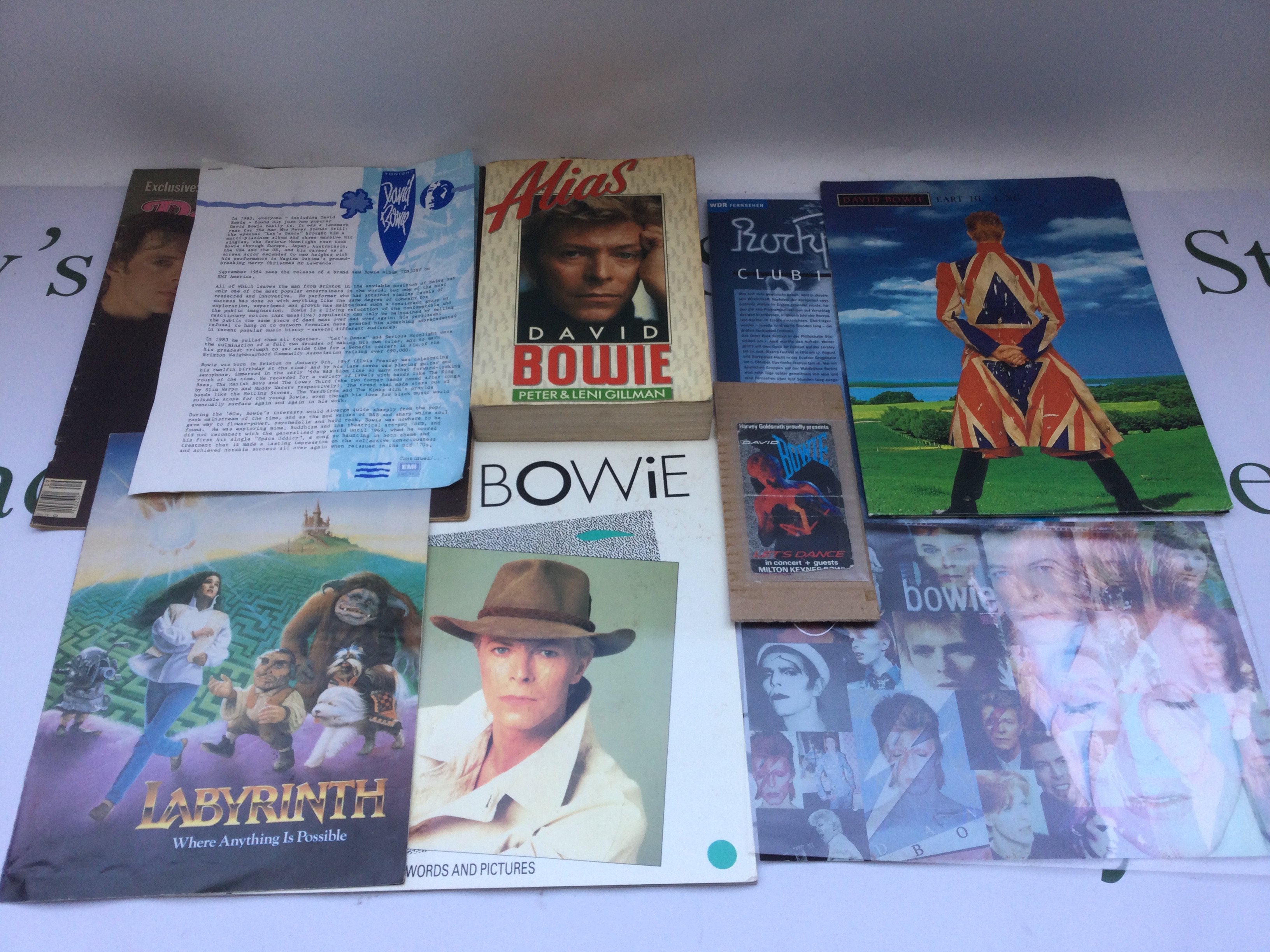 A collection of mainly David Bowie ephemera including music papers, books etc.