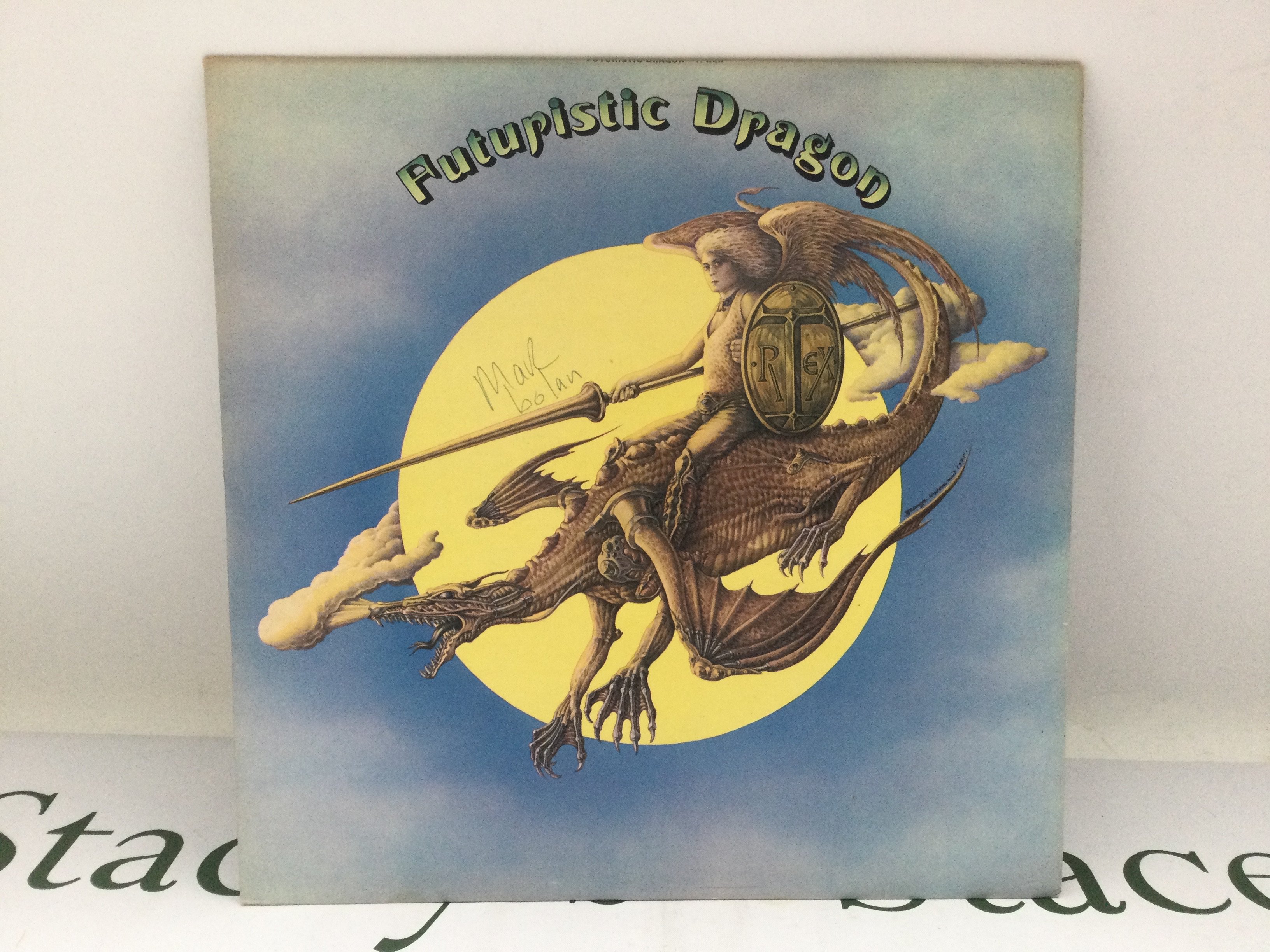 A signed Marc Bolan 'Futuristic Dragon' LP. Further provenance available.