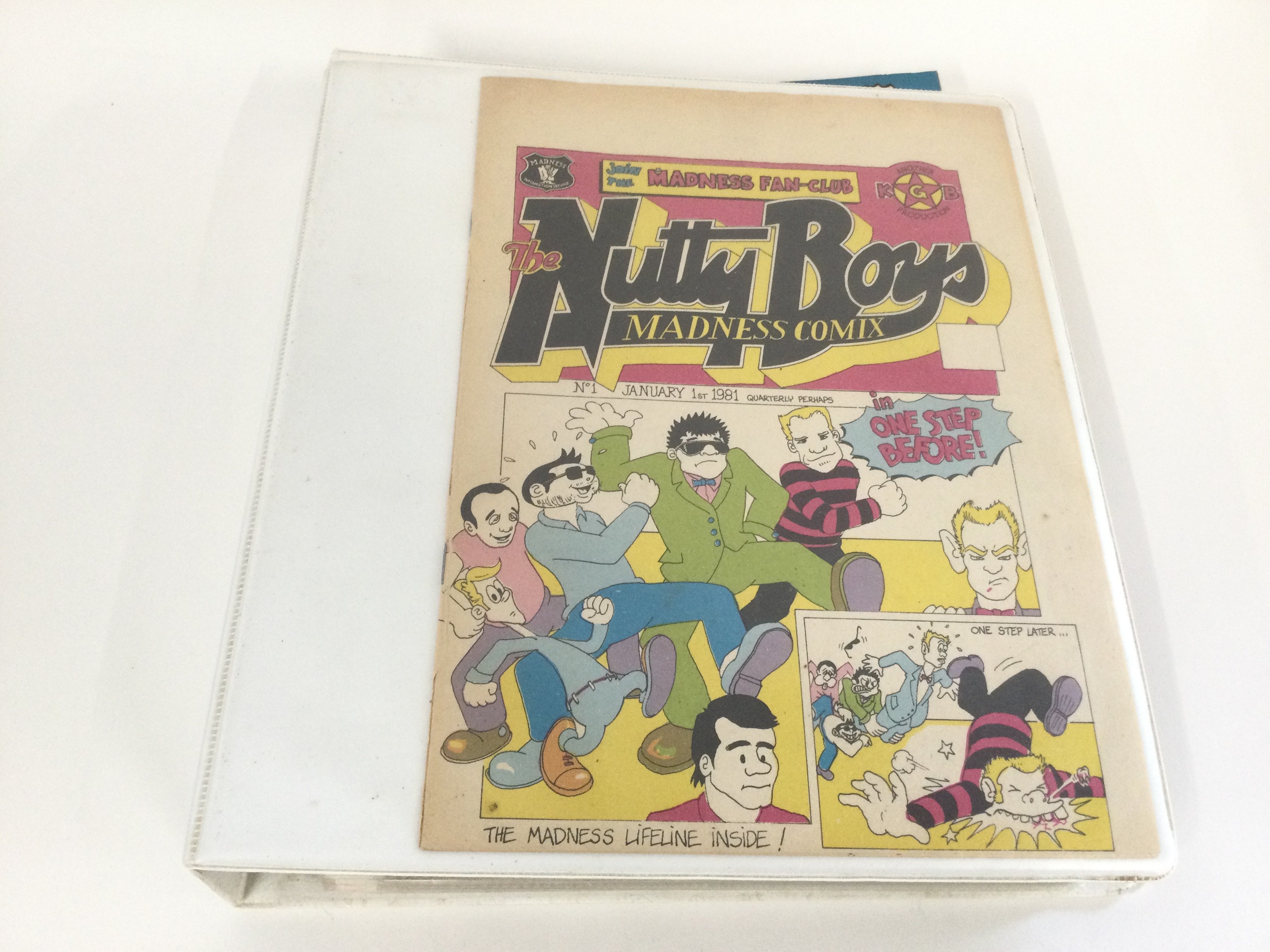 A binder of Madness comics containing 17 Nutty Boys and MIS (Madness Information Service) comics.