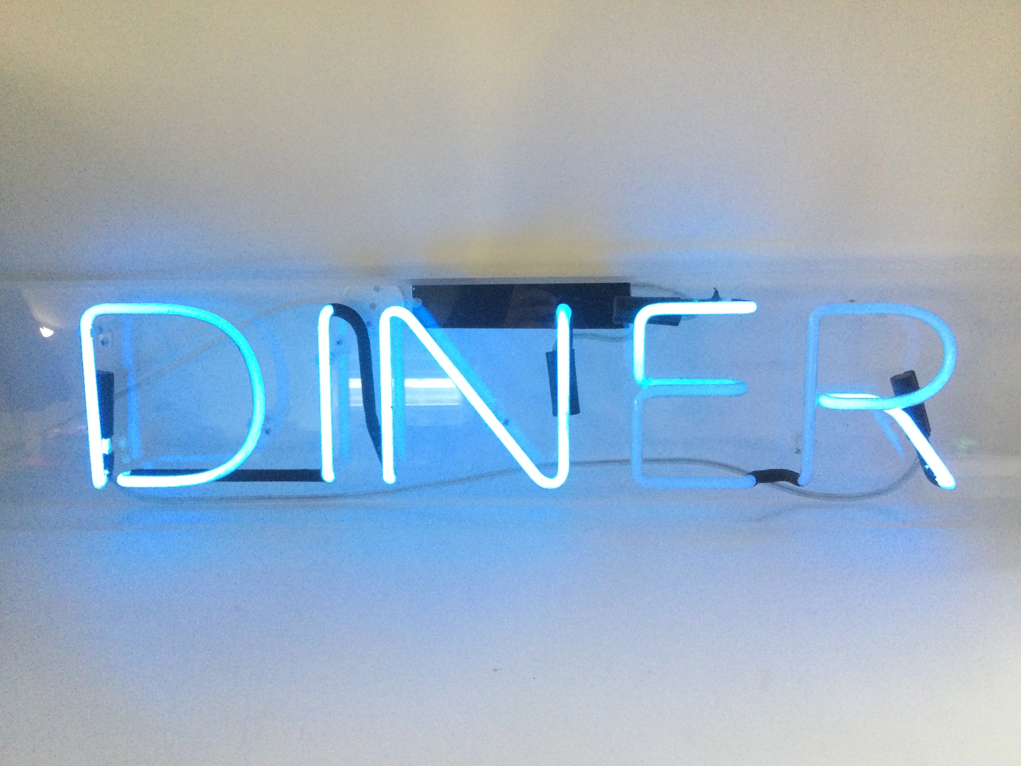 Three neon sign displays comprising an Adidas trainer approx 103cm x 46cm, The Pantry approx 62cm x 32cm and Diner approx 104cm x 23cm,