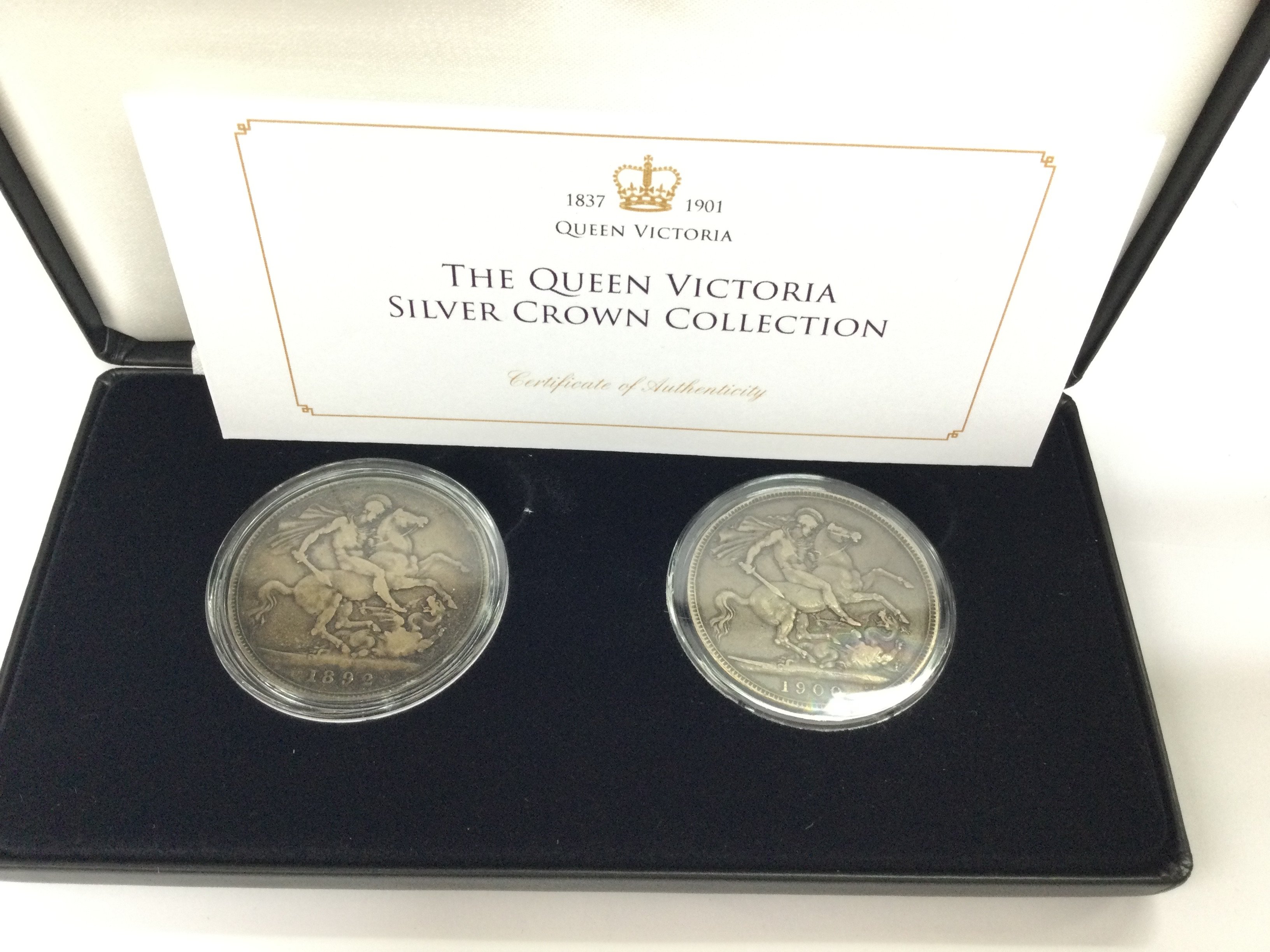 Queen Victoria silver crown two coin set. Postage B