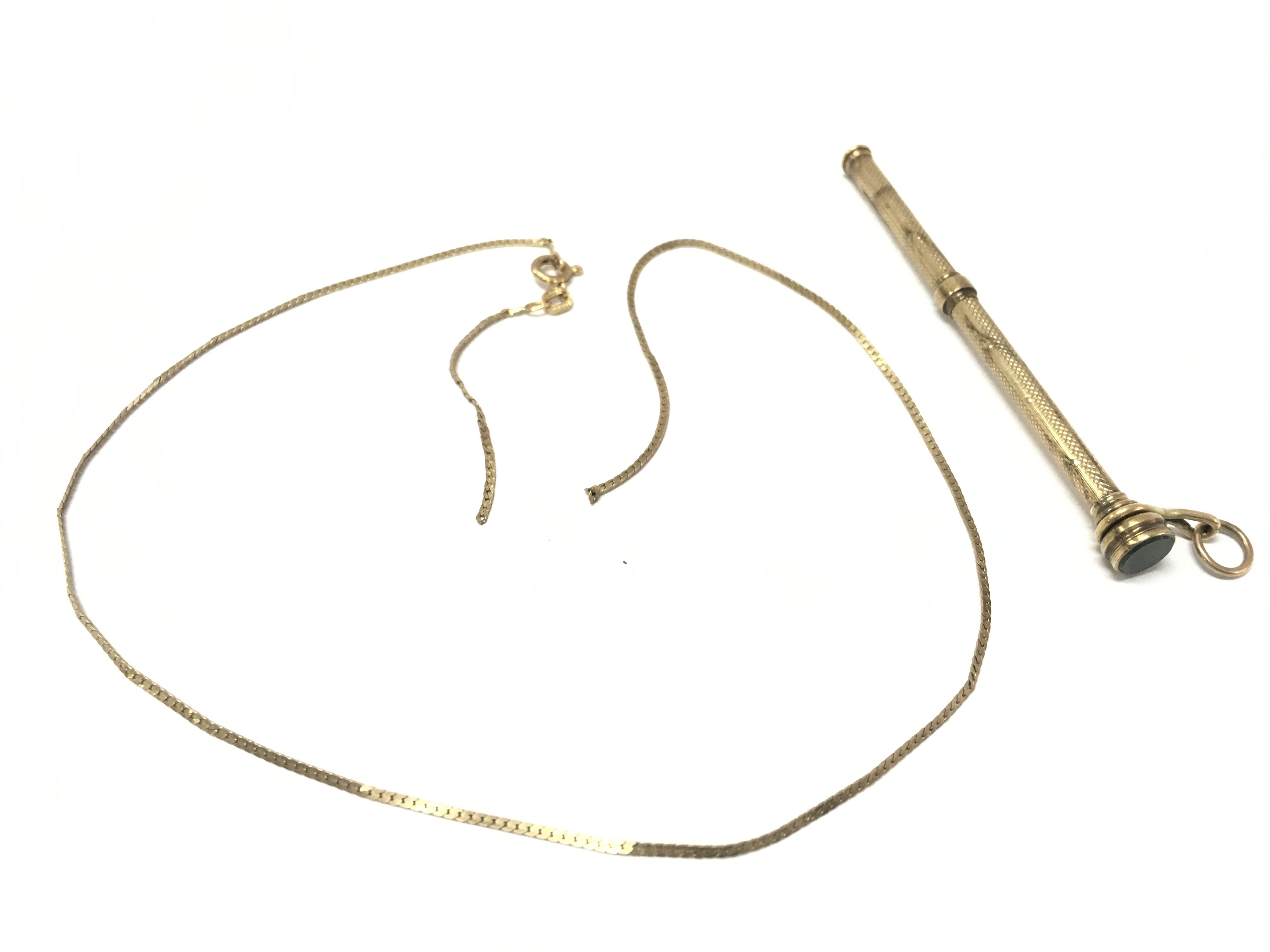 withdrawn - A propelling pencil and 9 carat gold chain. Postage catA