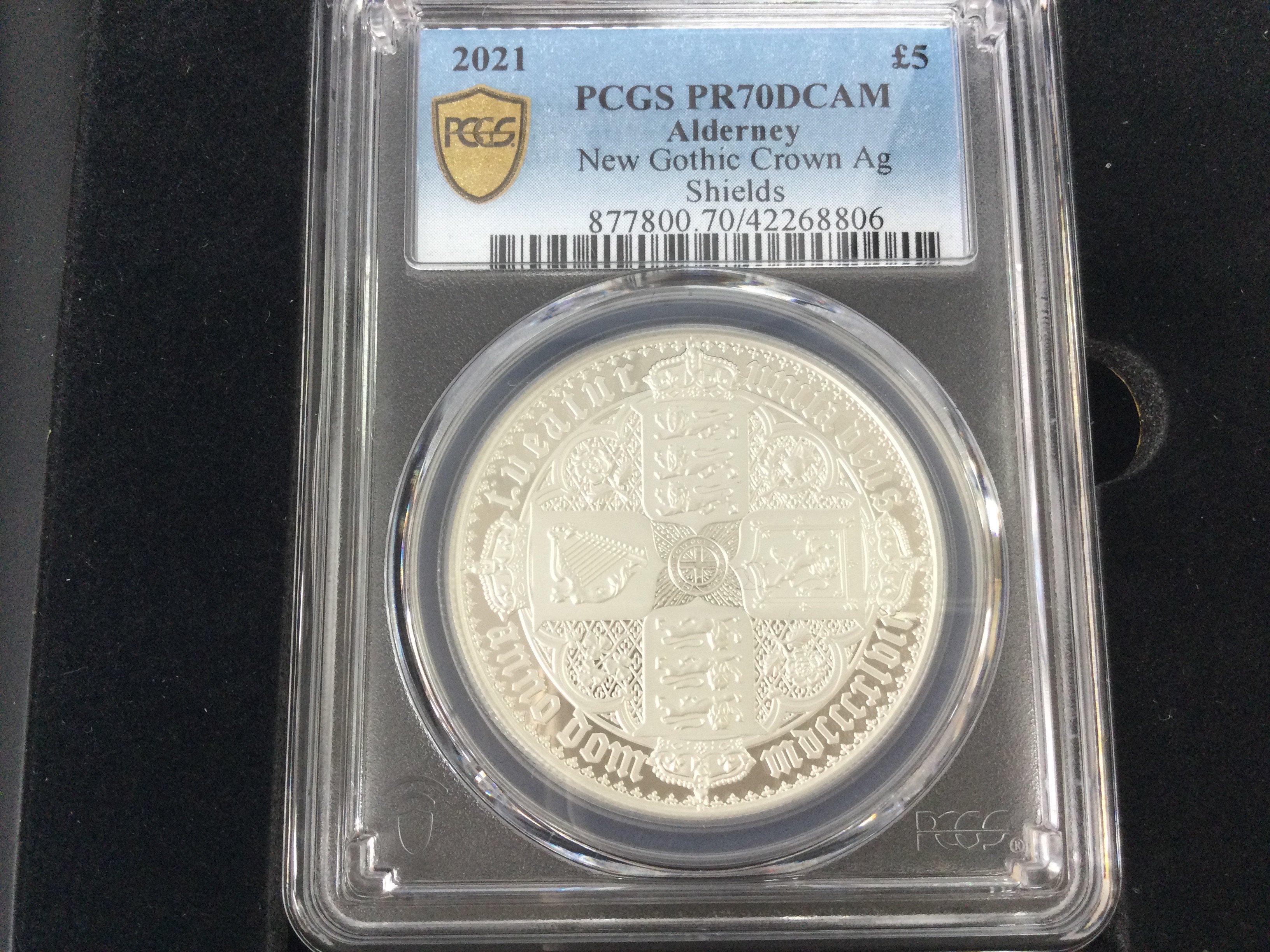 2021 gothic silver proof 5 pound coin. Slabbed.