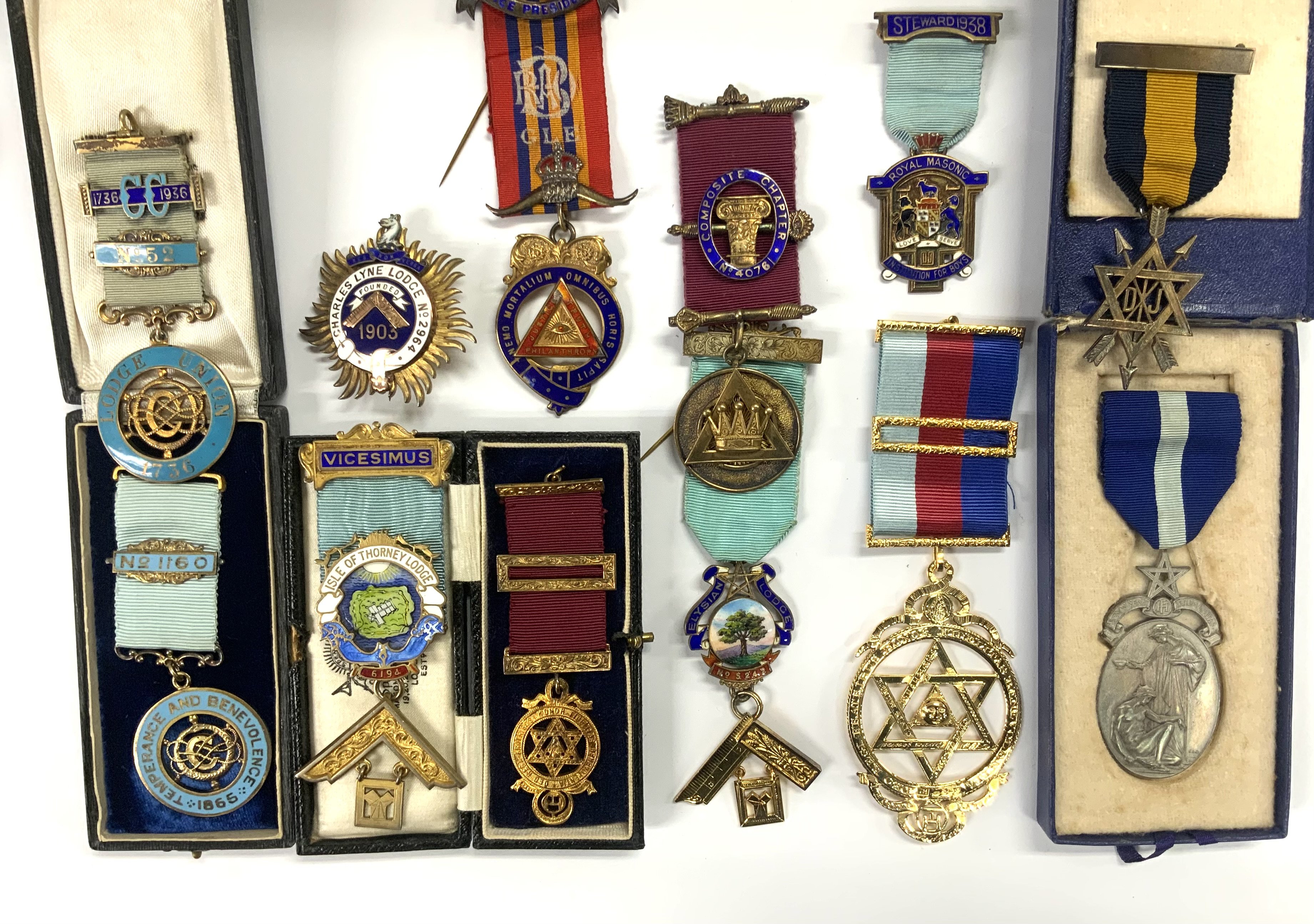 A collection of Silver Gilt and enamel Masonic jewels. (12).
