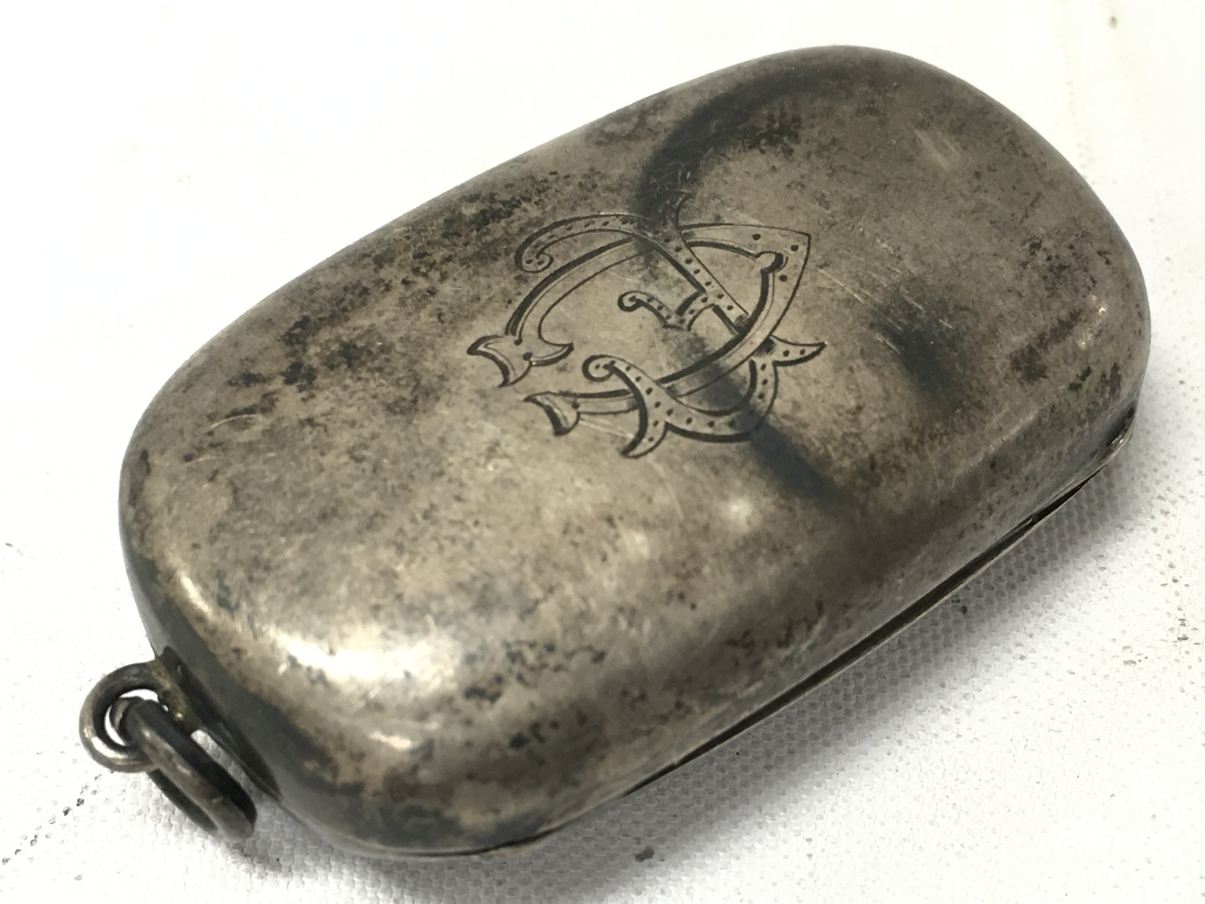 A silver double sovereign case. Postage cat a