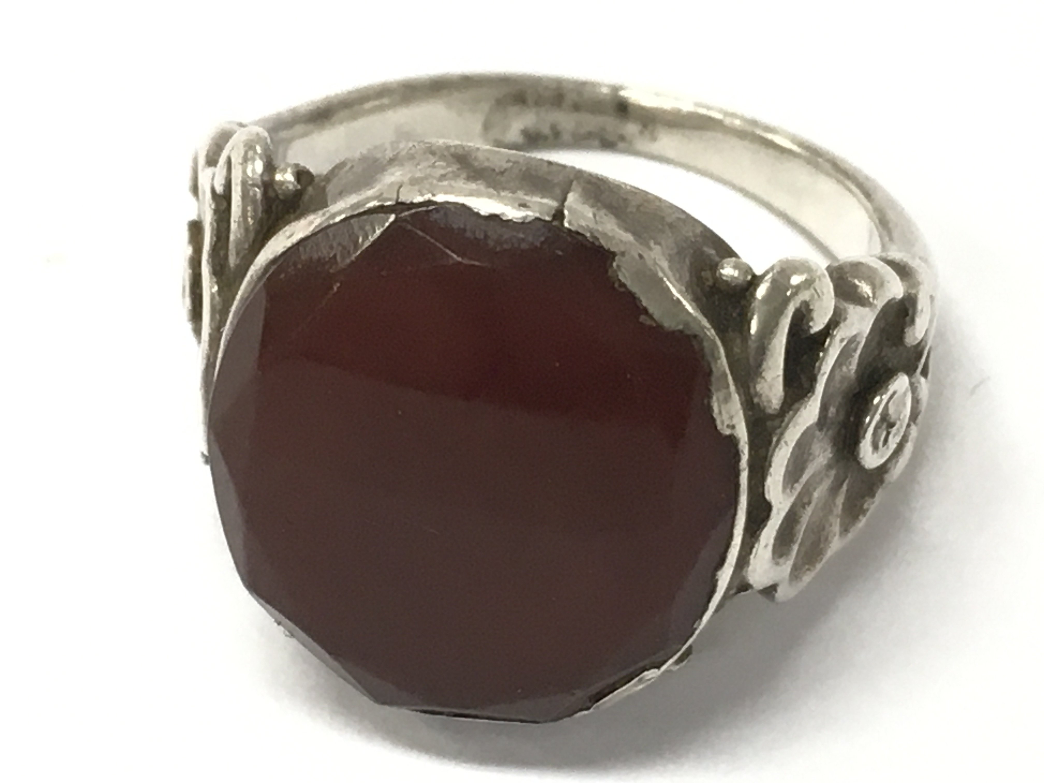 A Georg Jensen 830 silver ring model 26. Ring size N, 7.2g total weight. Postage category A