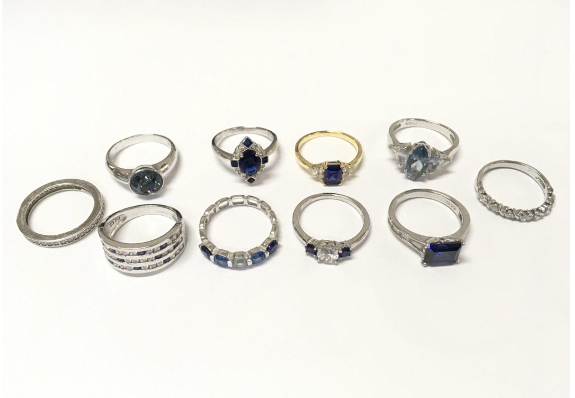 A collection of silver rings mostly size P , 31.5g postage cat A