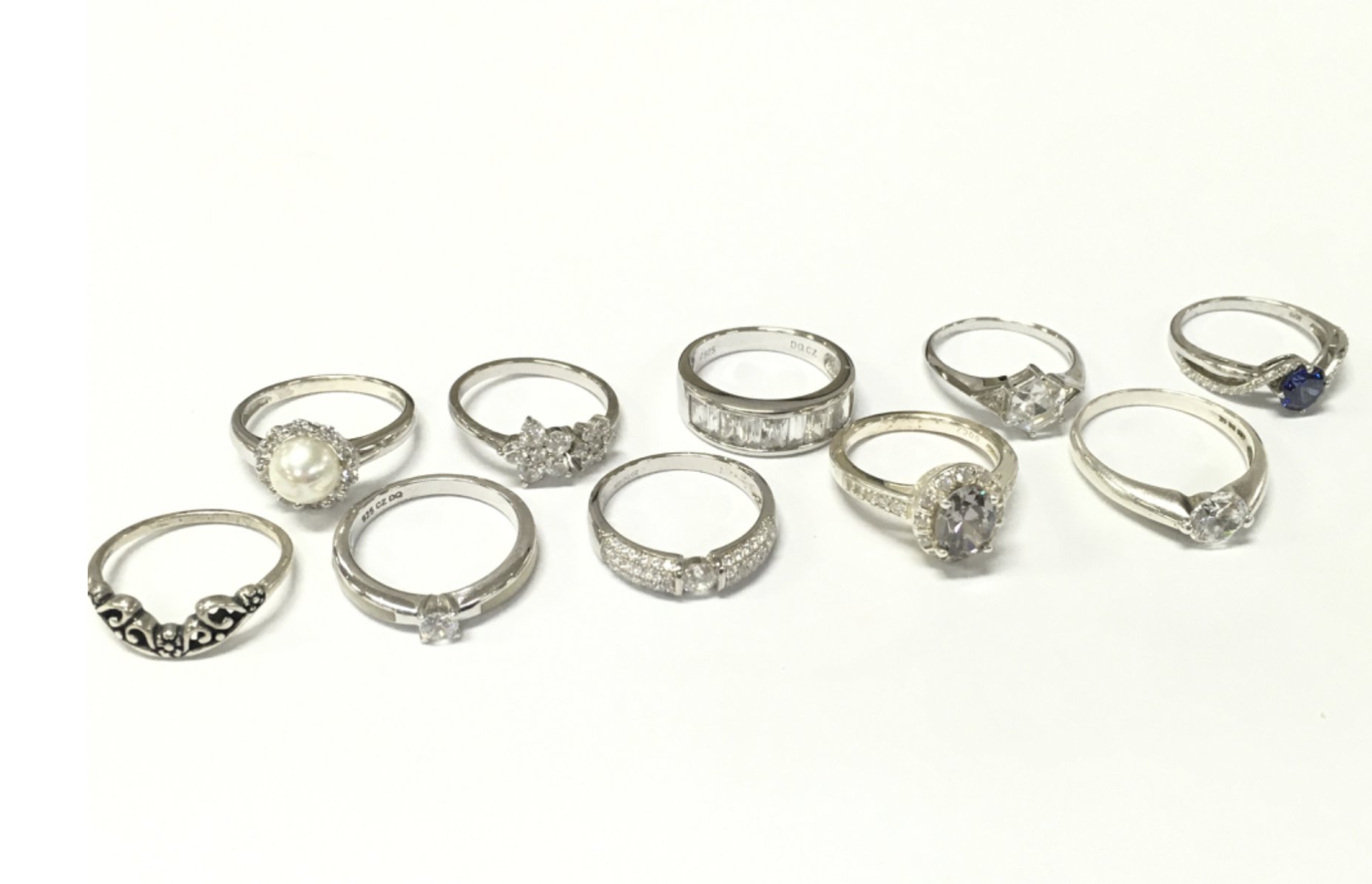 A collection of silver dress rings, 29g total weight Approx. postage category A