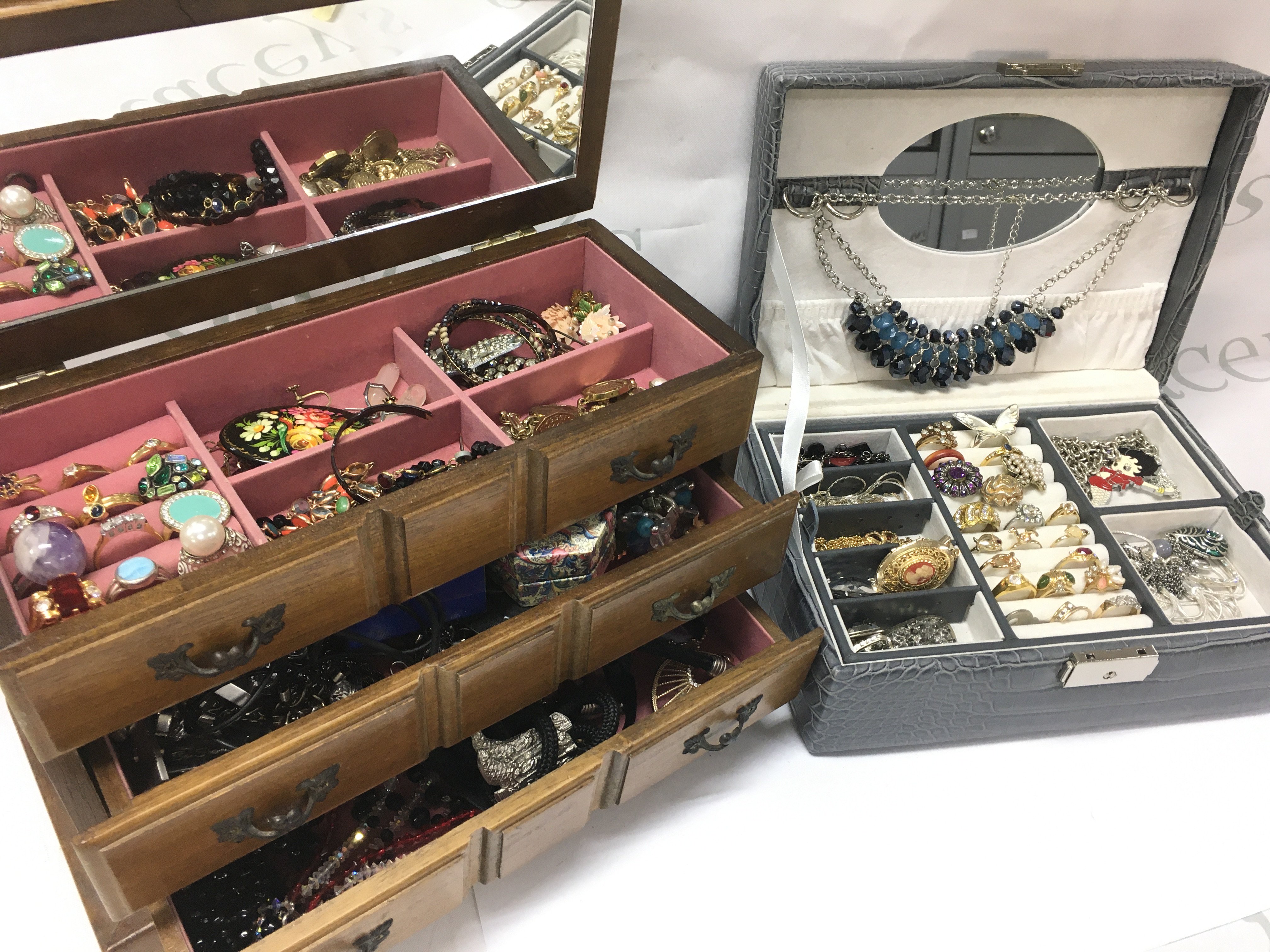 Two boxes of costume Jewellery