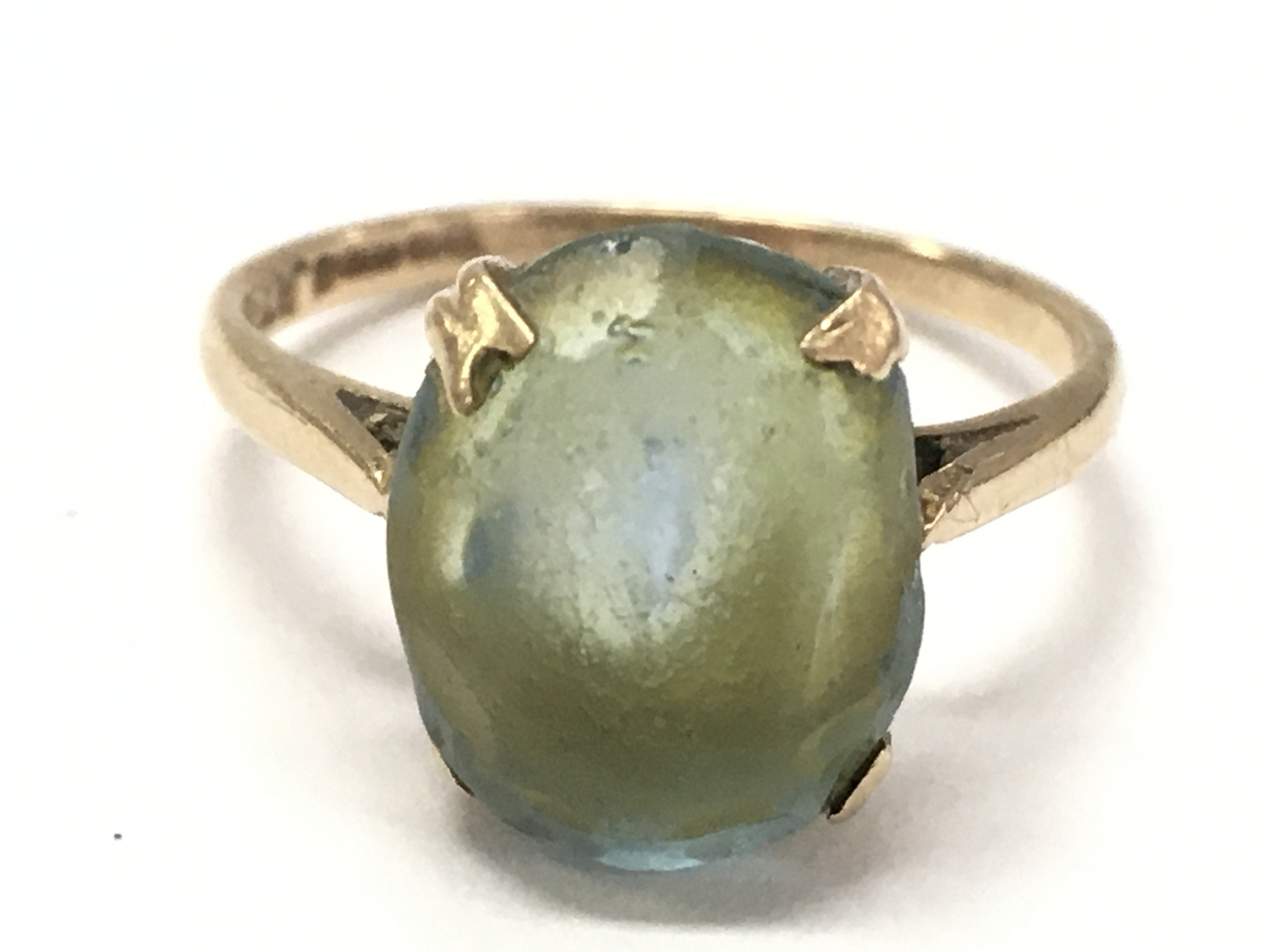 A 9 carat gold ring , size M. 2.5g total weight. Postage category A