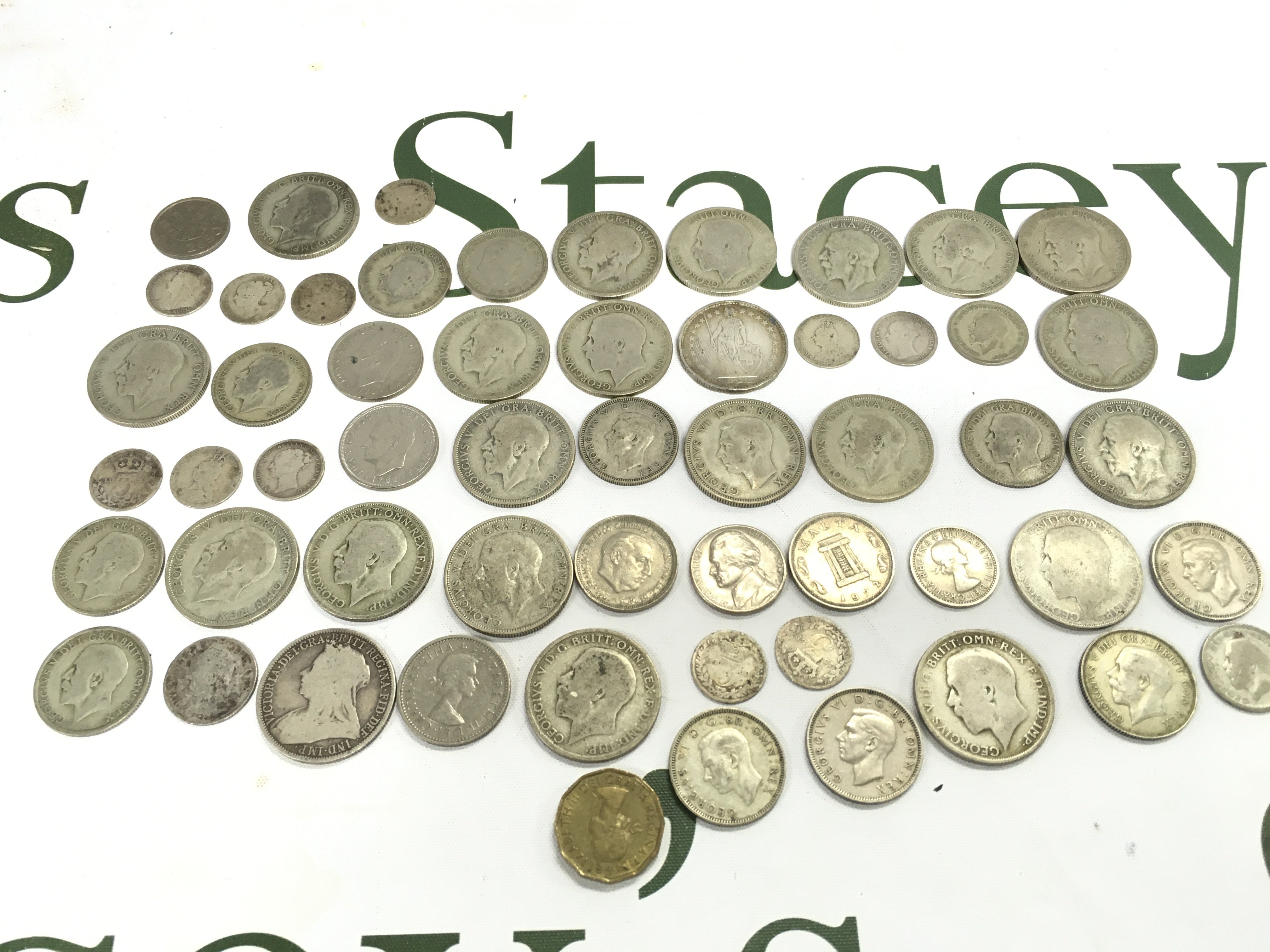 Pre 1947 silver British coinage including Florins, Shillings
