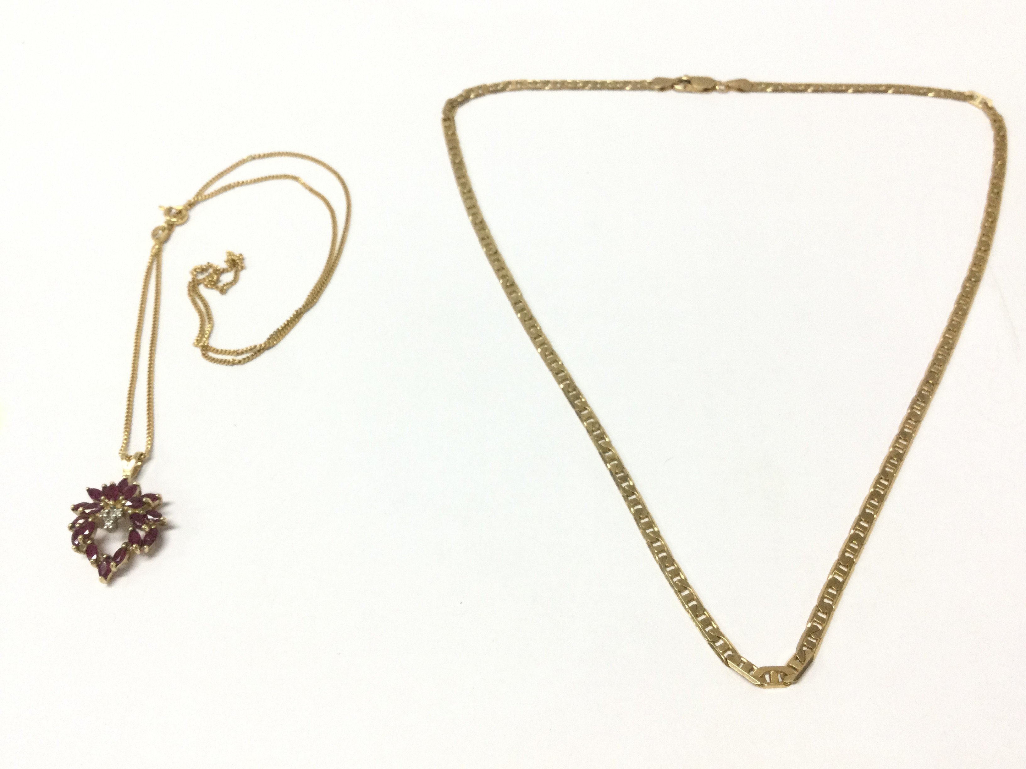 Two gold 9ct necklaces, 15.6g total weight. Postage category A