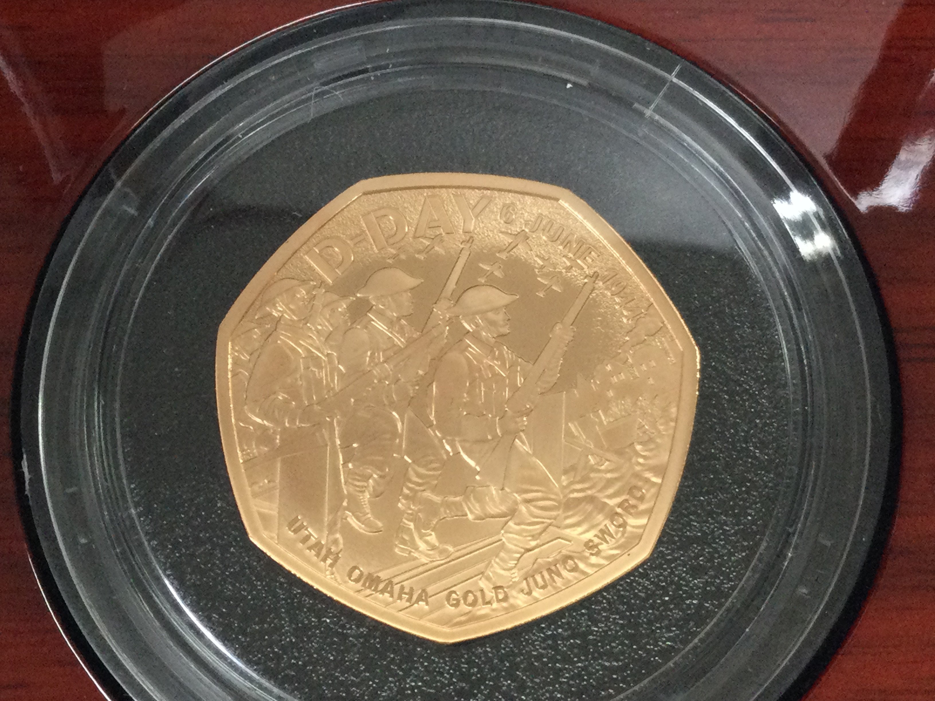 A 2024 UK gold proof 50p D Day coin. Postage B