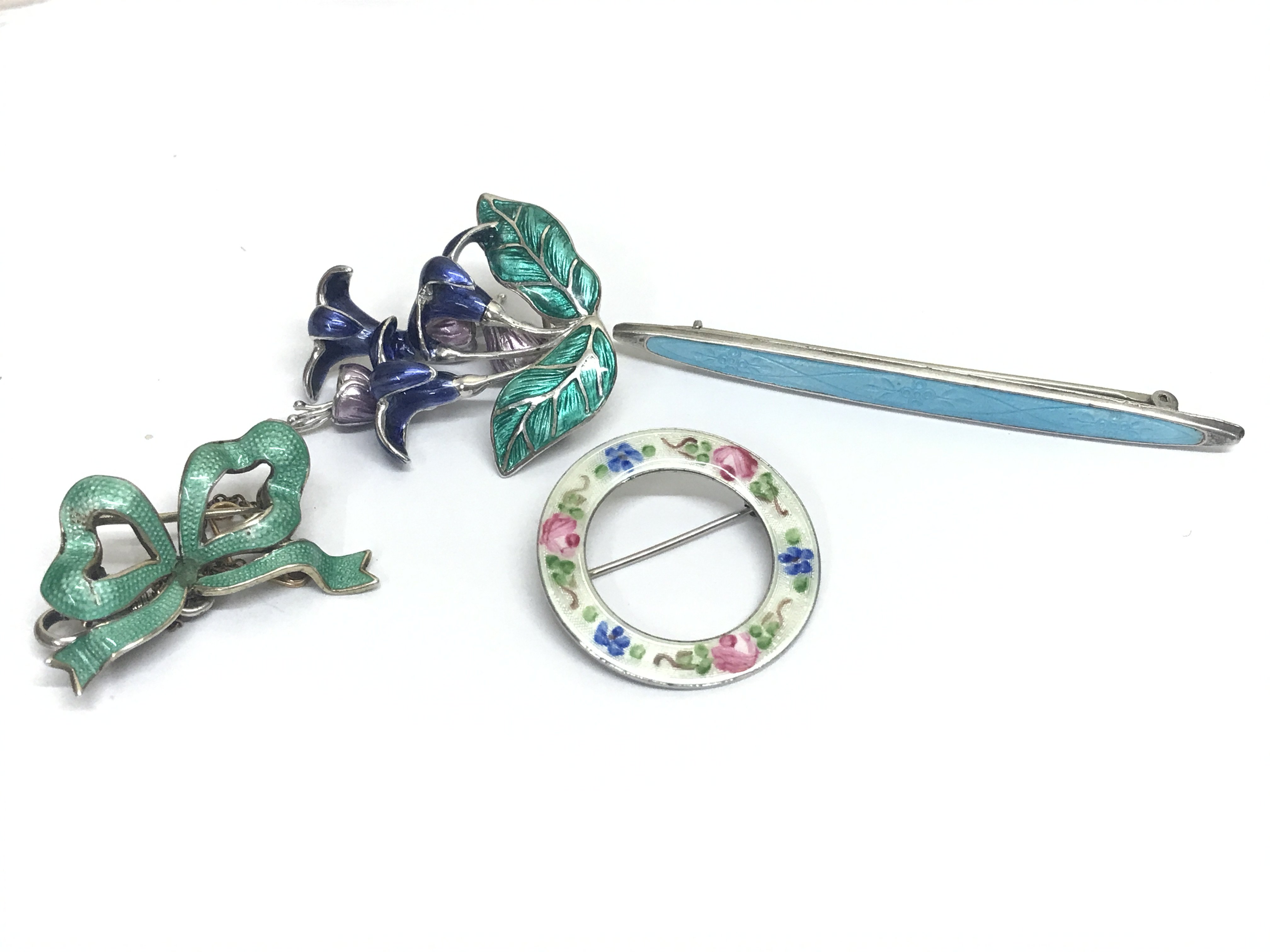 Vintage silver and enamel brooches , postage category A