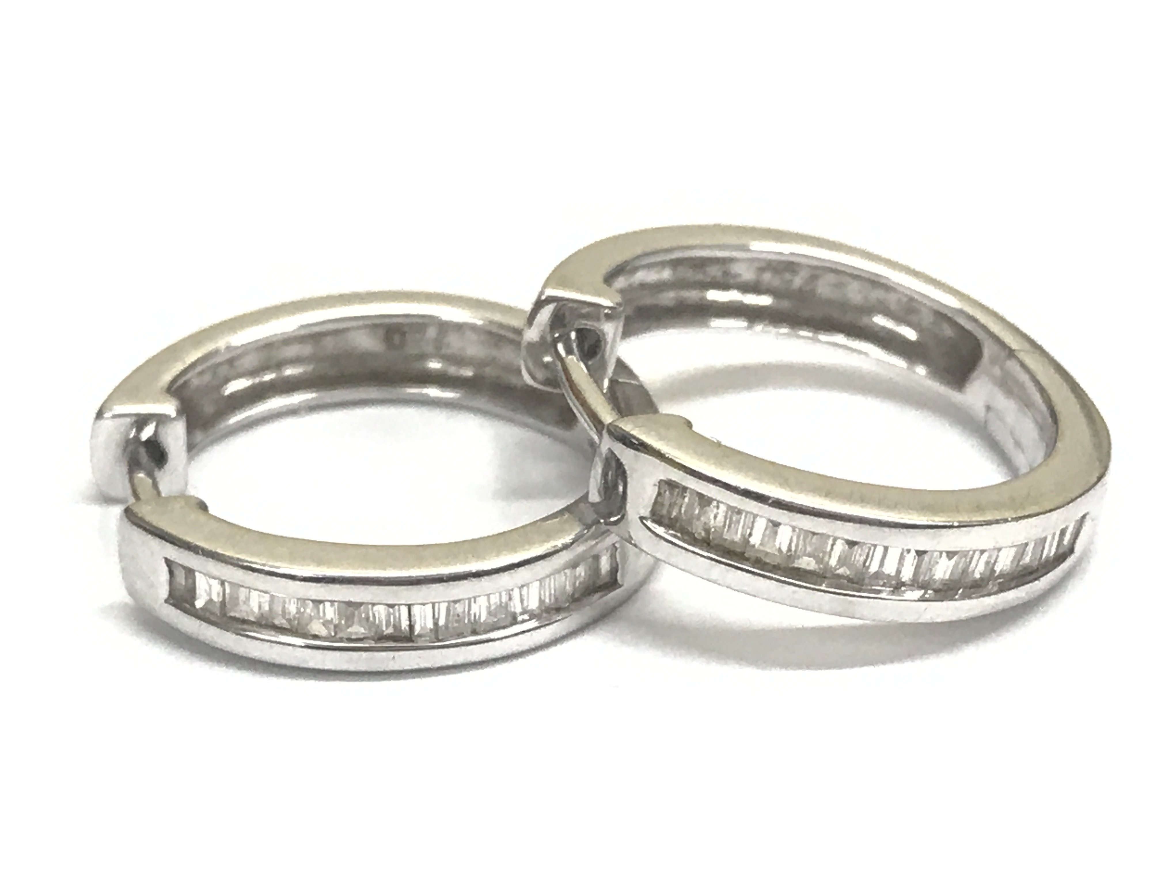 18ct white gold and diamond earrings , 5.1g total weight. Postage category A