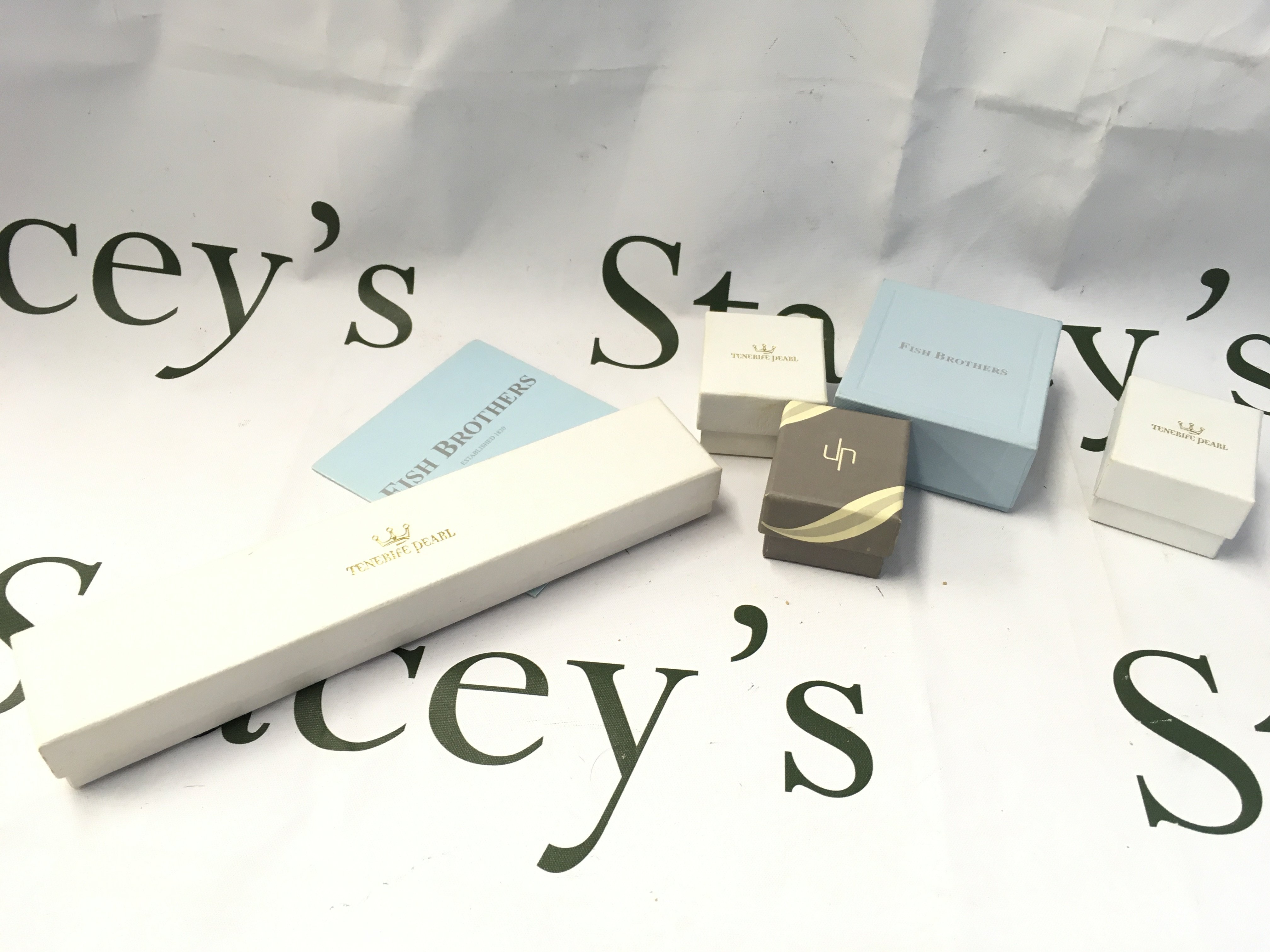 WITHDRAWN - A collection of boxed jewellery including earrings (some 9ct gold), pearl silver necklace