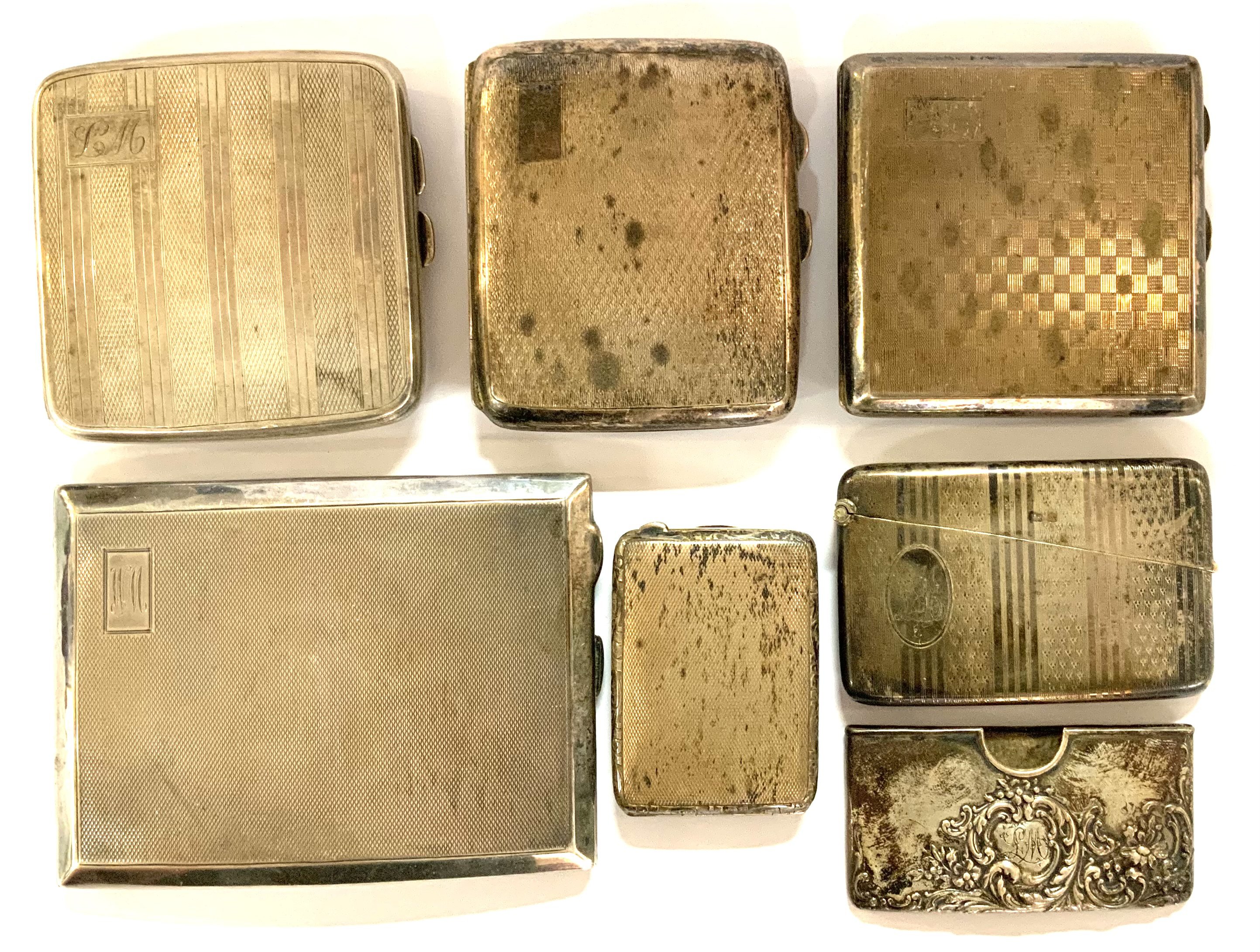A selection of Hallmarked silver cigarette case, calling cards cases etc. (From the Estate of the late Alderman L Miles Ref Lot 701).