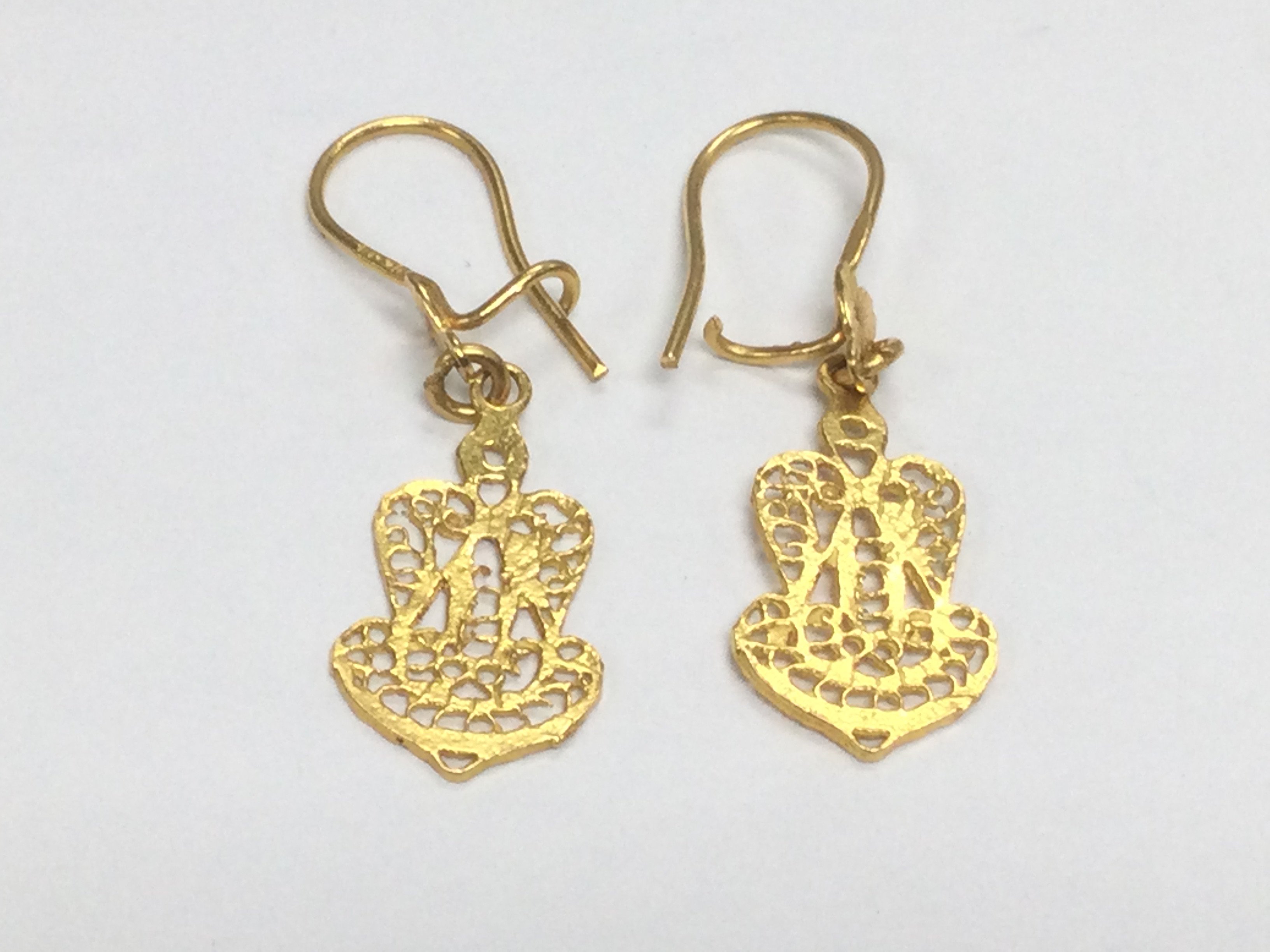 A pair of high carat Indian gold earrings, possibly 22ct, approx 2.7g. Shipping category A.