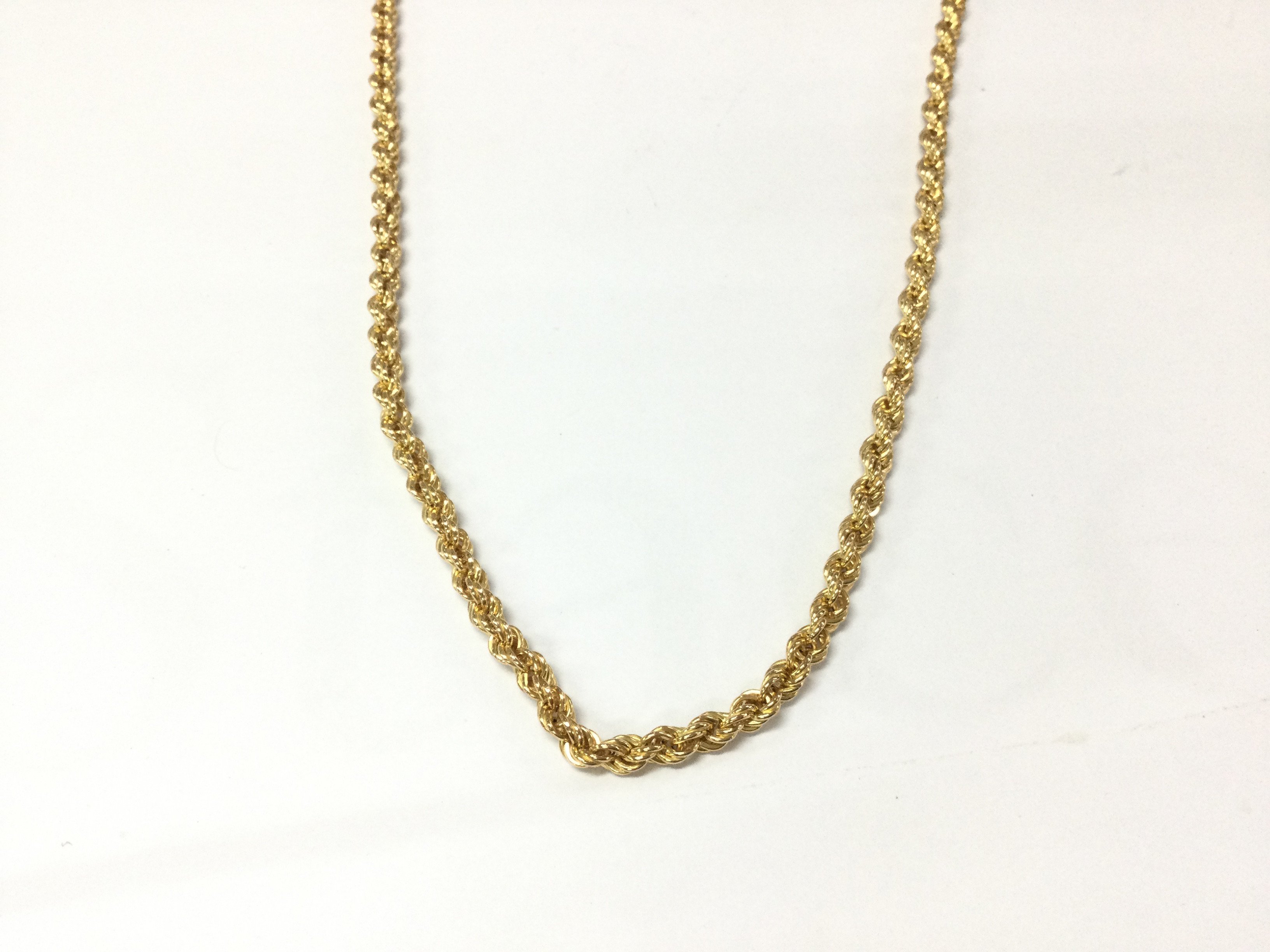 A 9ct gold rope chain. 9.26g. Postage B