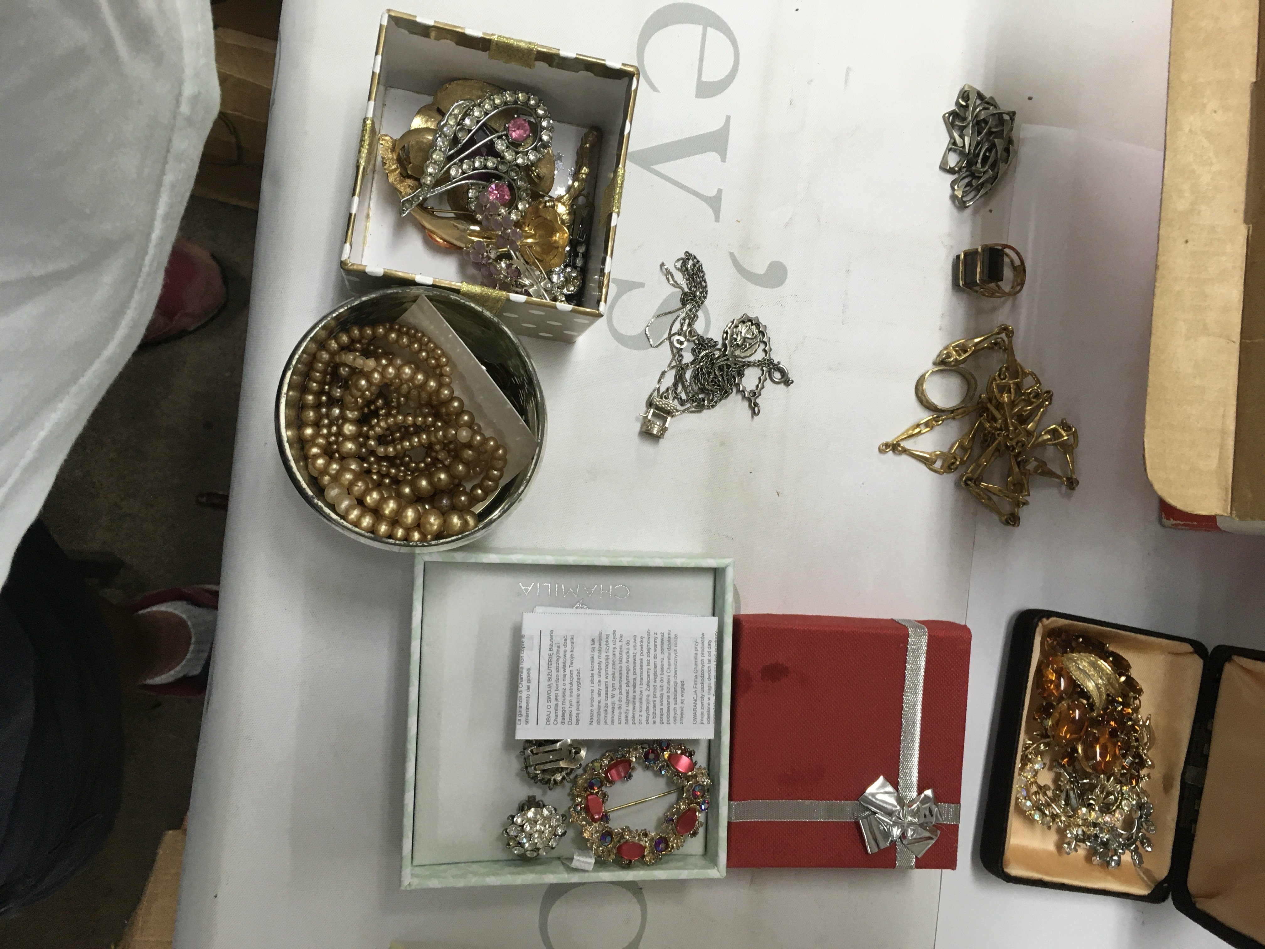 A collection of costume jewellery including various.