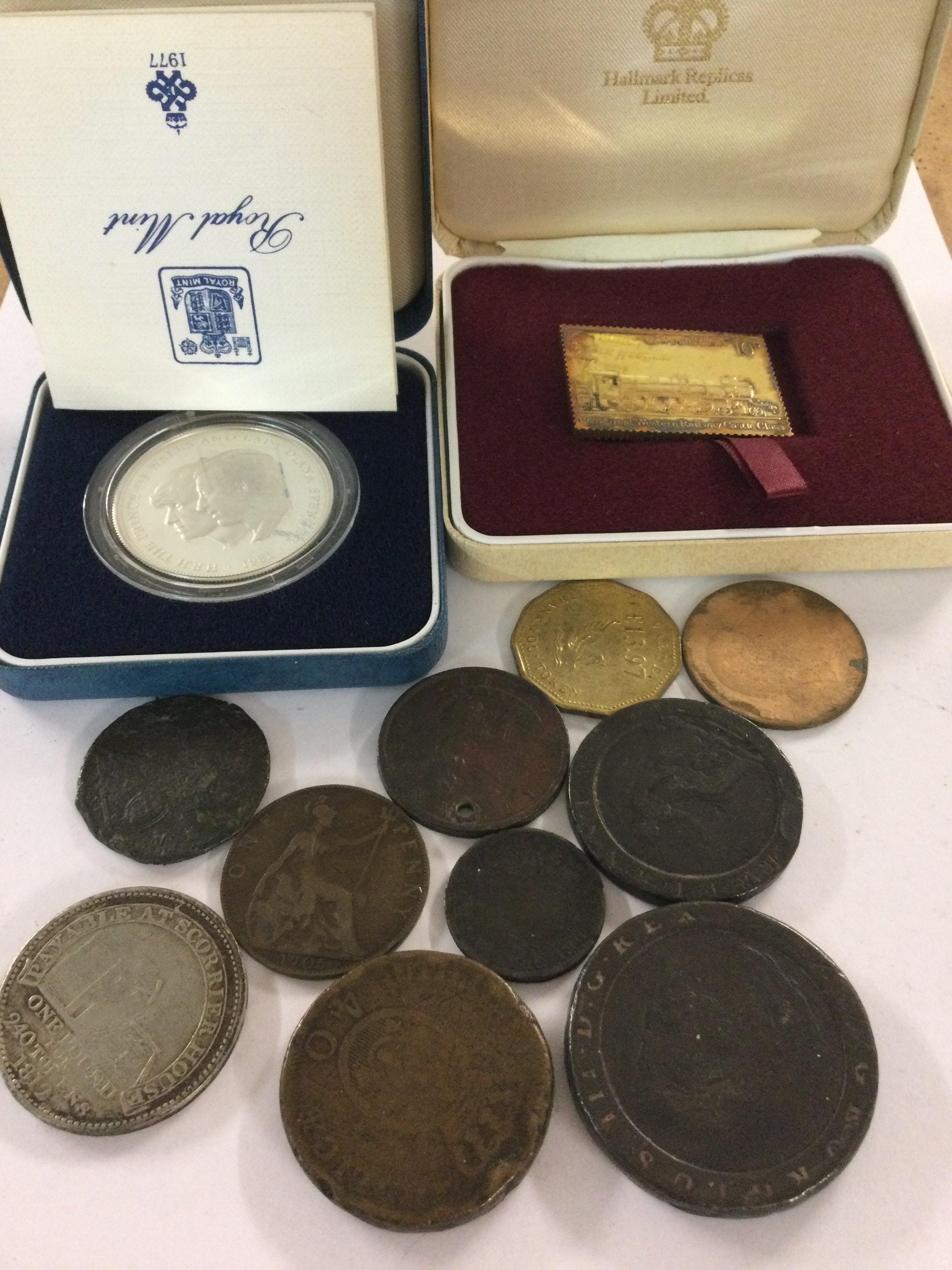 A small collection of coinage together with a silver proof &pound;5 coin