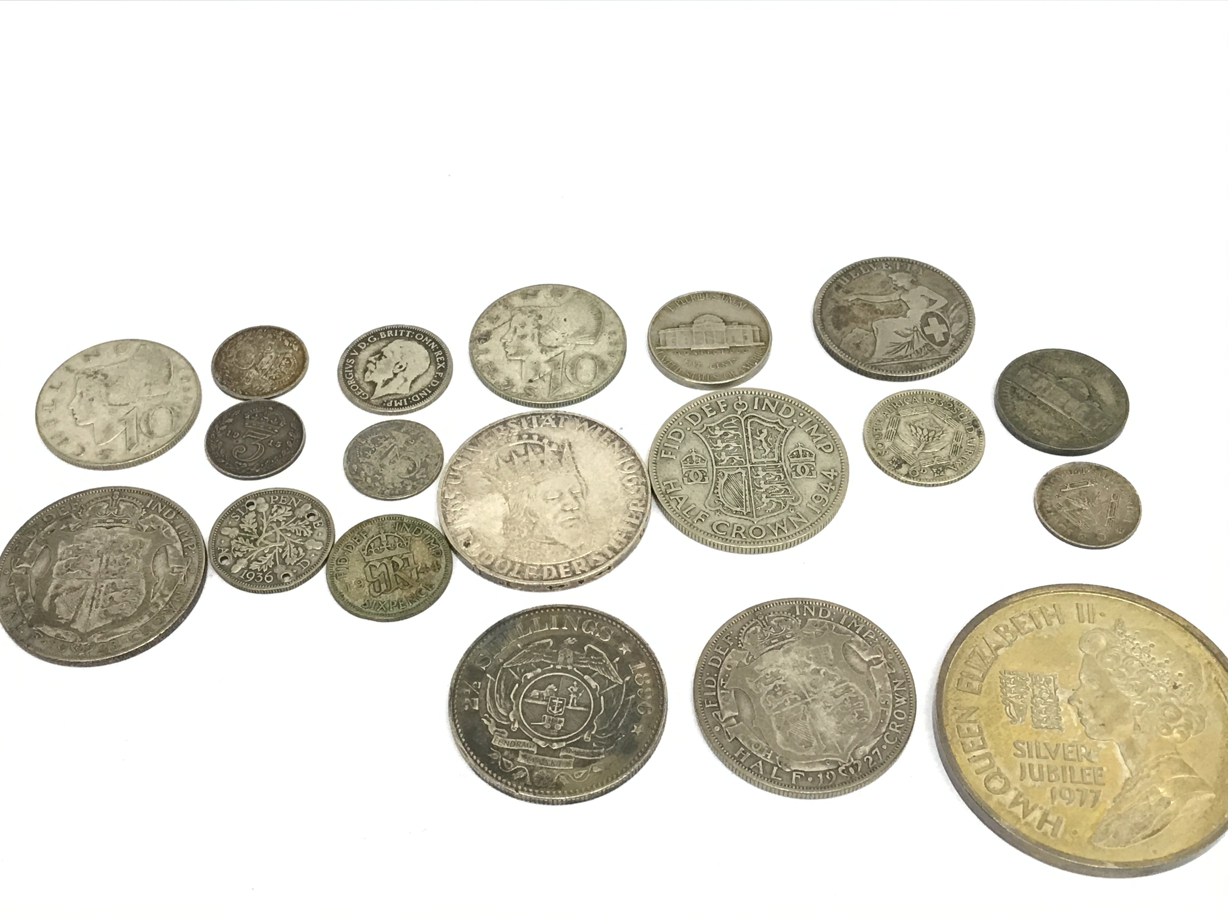 Various silver coins including half crowns and half crowns. Postage category a