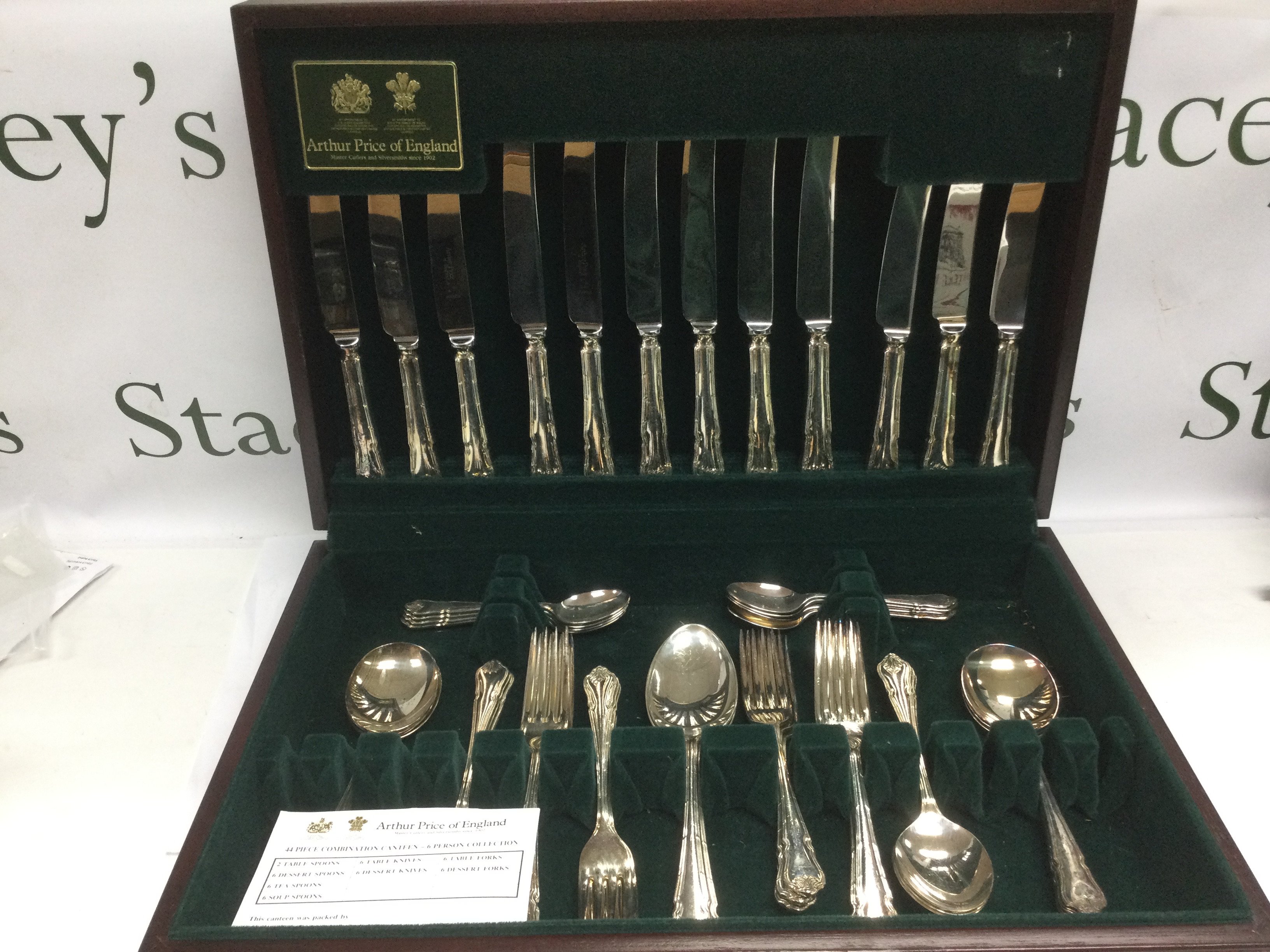 A cased canteen of Arthur Price cutlery plus a box of Arthur Price silver plated items. Shipping category D.