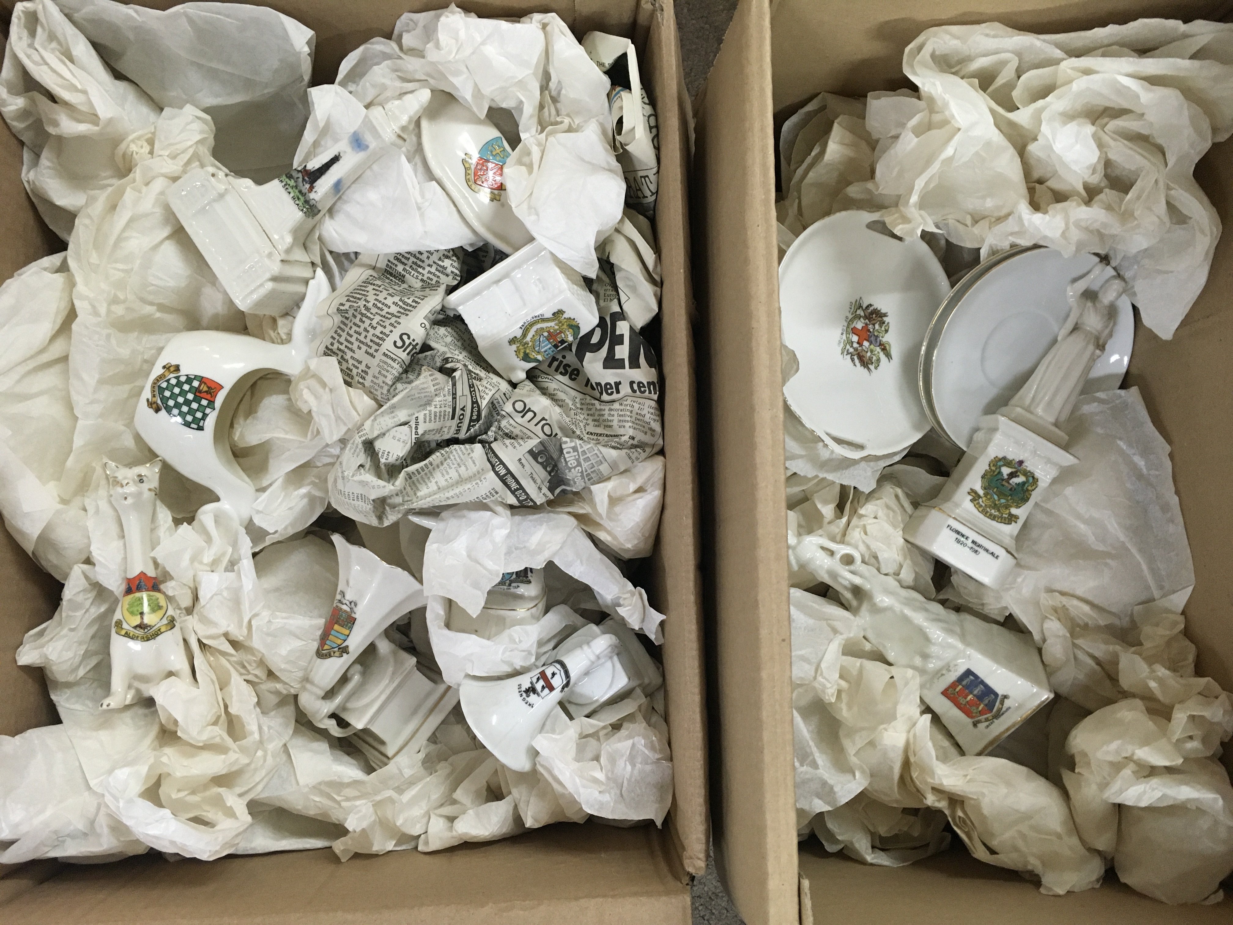 Two boxes of Crested ware various