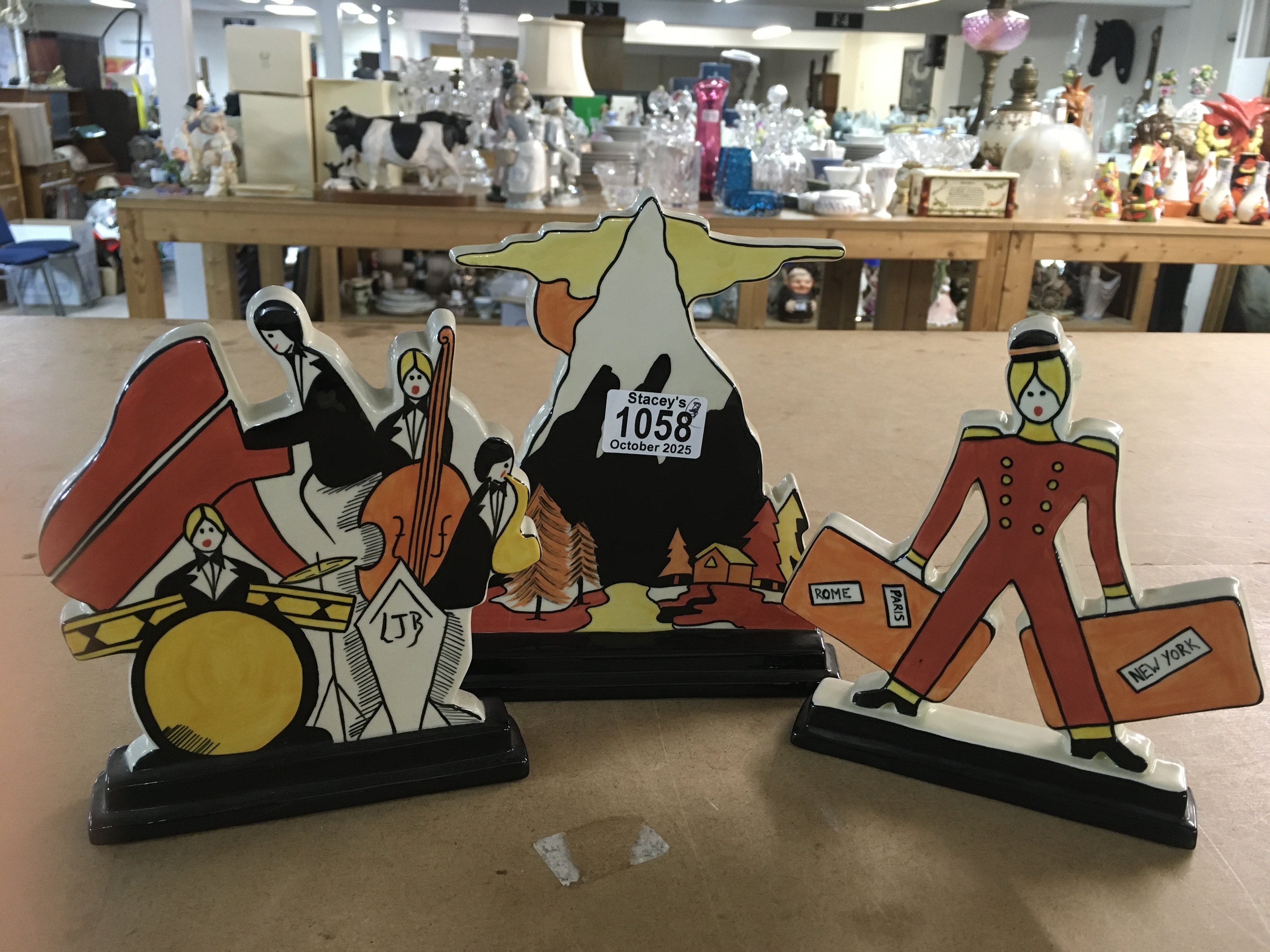 Three Lorna Bailey flat-back pieces, including limited edition 68/250 -The Bell Hop Boy, Aspen, limited edition 68/250 , The Jazzband limited edition 68/250