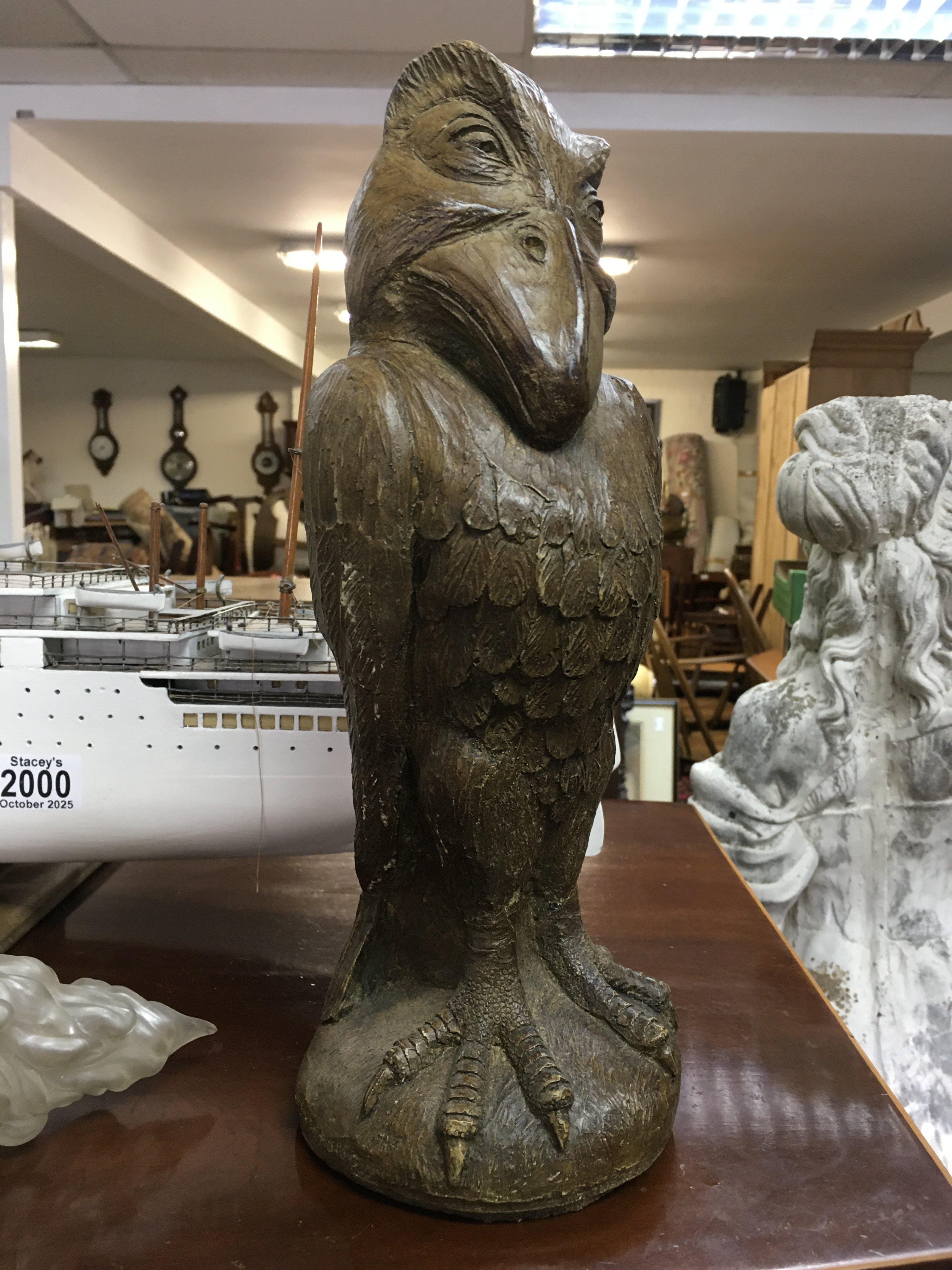 A plaster Martin Brothers style bird ornament