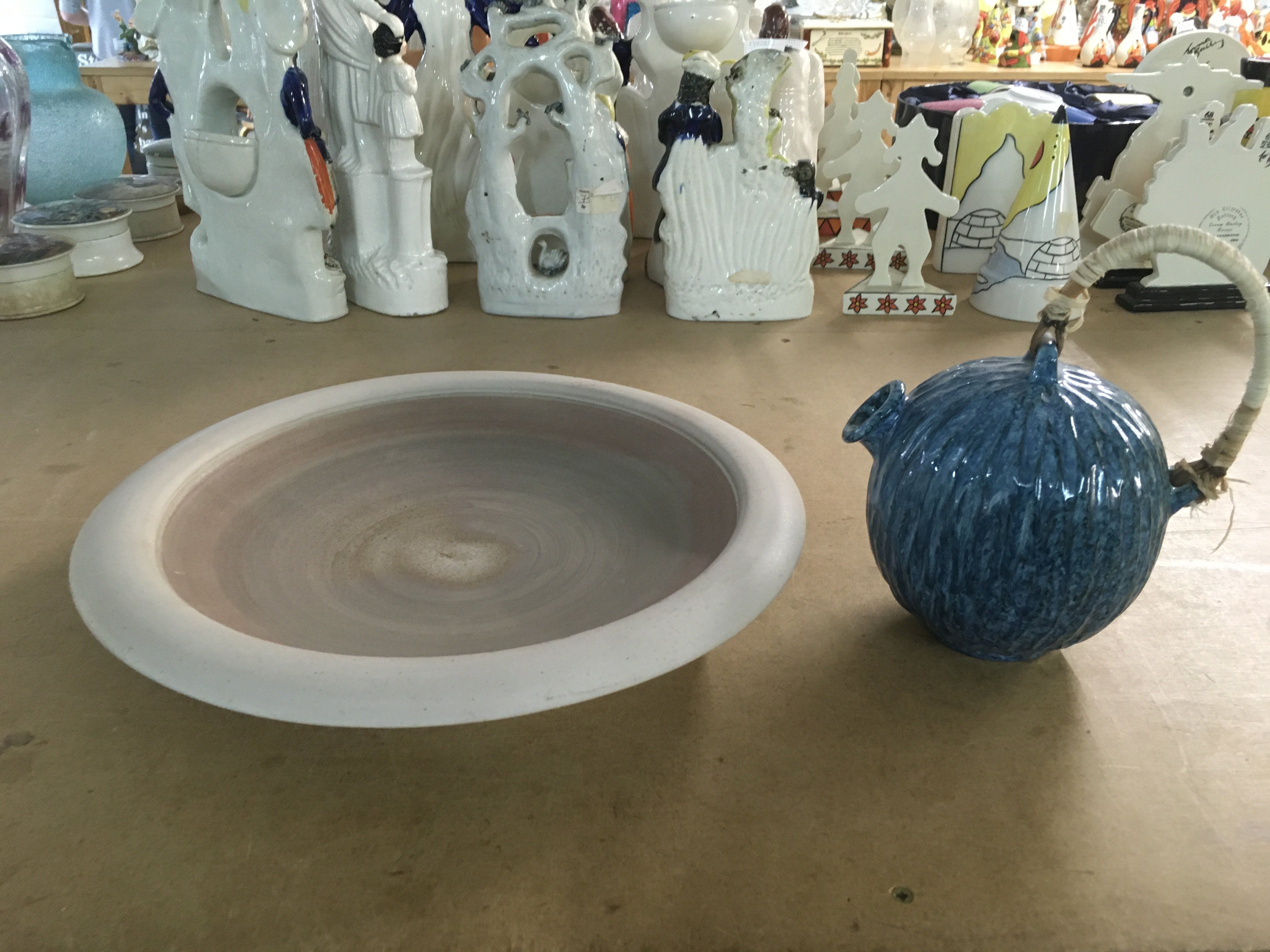 Studio design ceramics including dish and jug . This lot cannot be posted