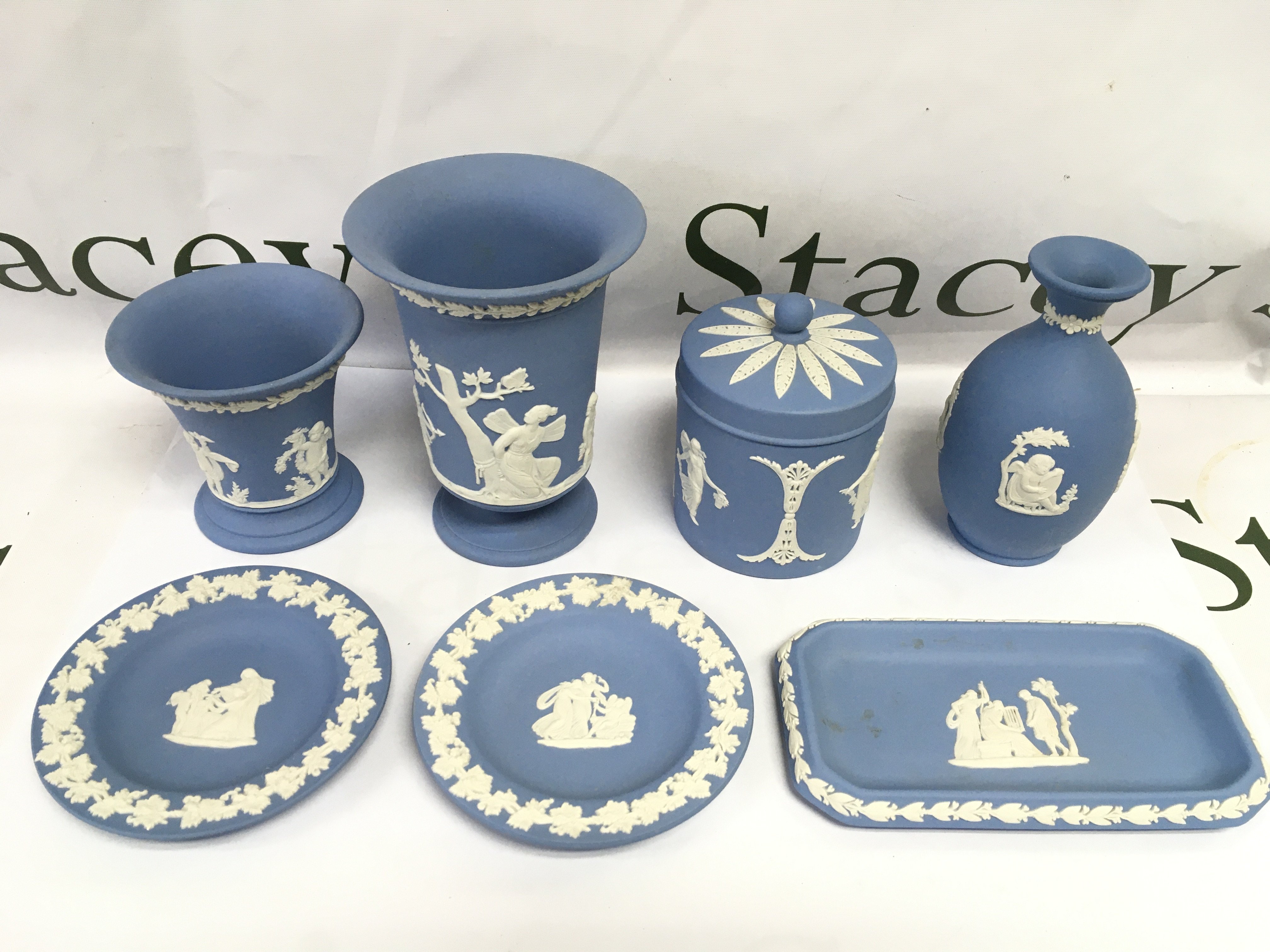 A collection of wedgewood jasperware. Postage D