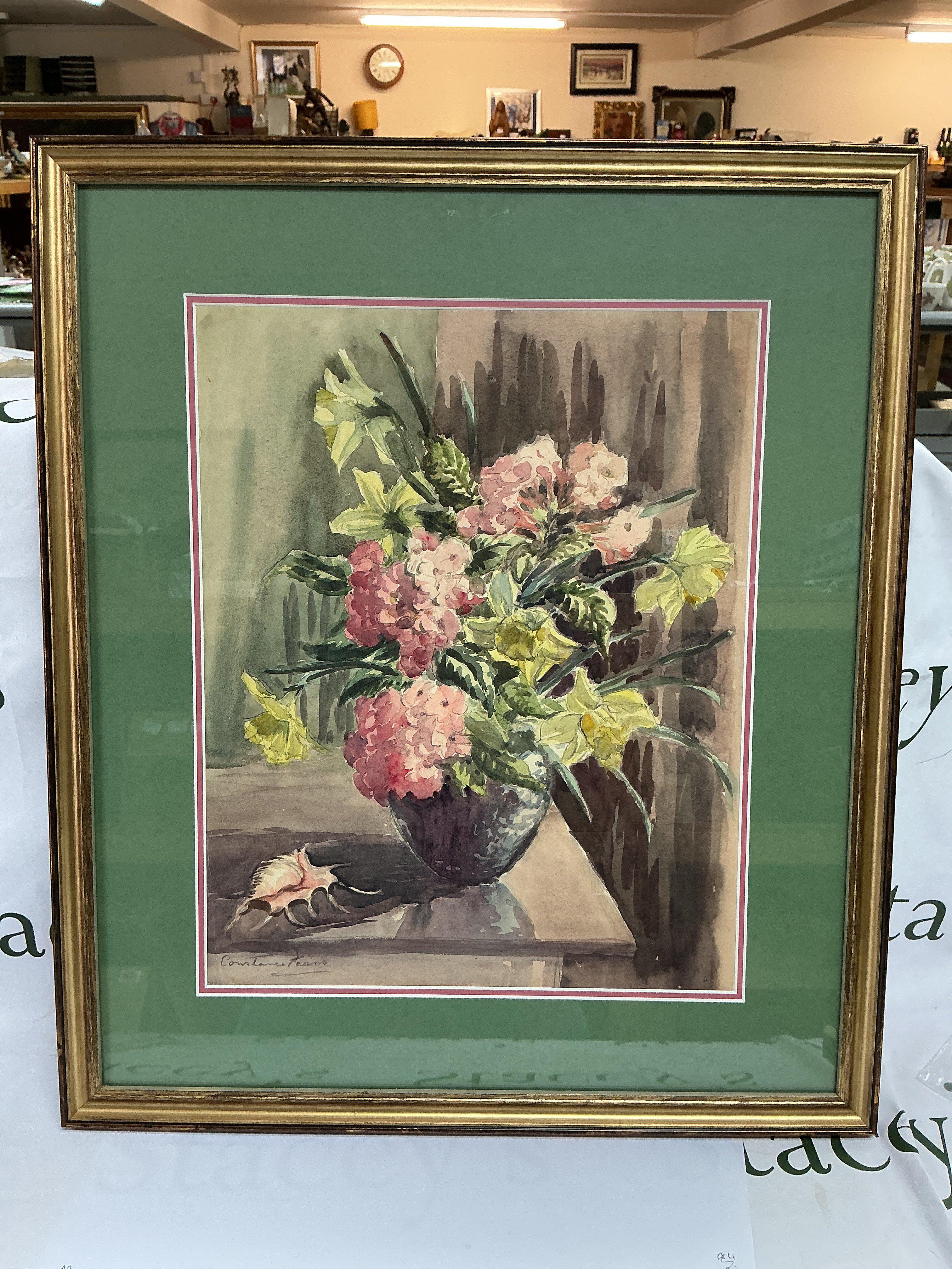 a Constance fears still life water colour. Approx measurements 55 x 63cm.