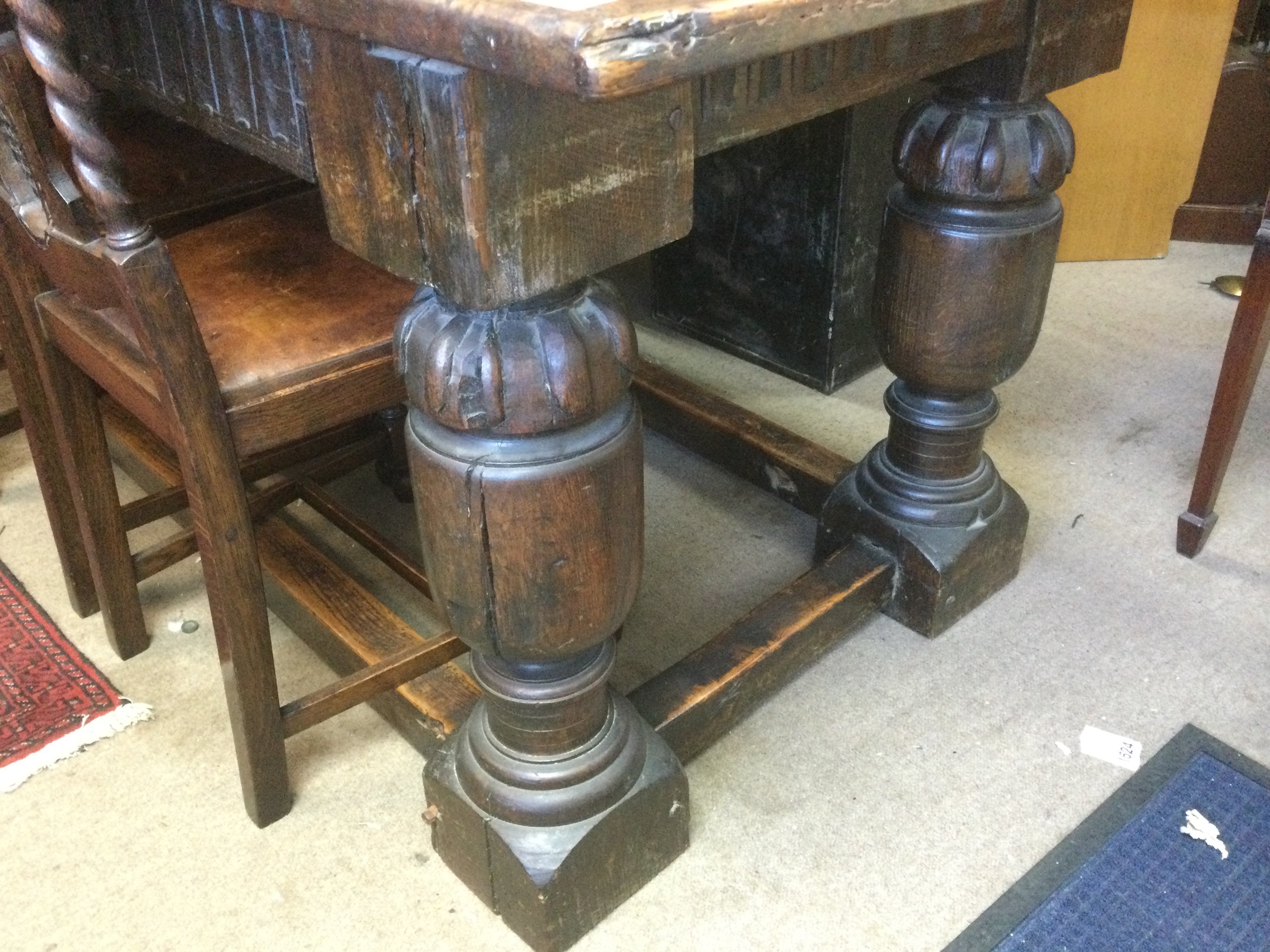 A 17th Century oak refectory table with later alterations, approx 280cm x 85cm x 80cm. Shipping category D.