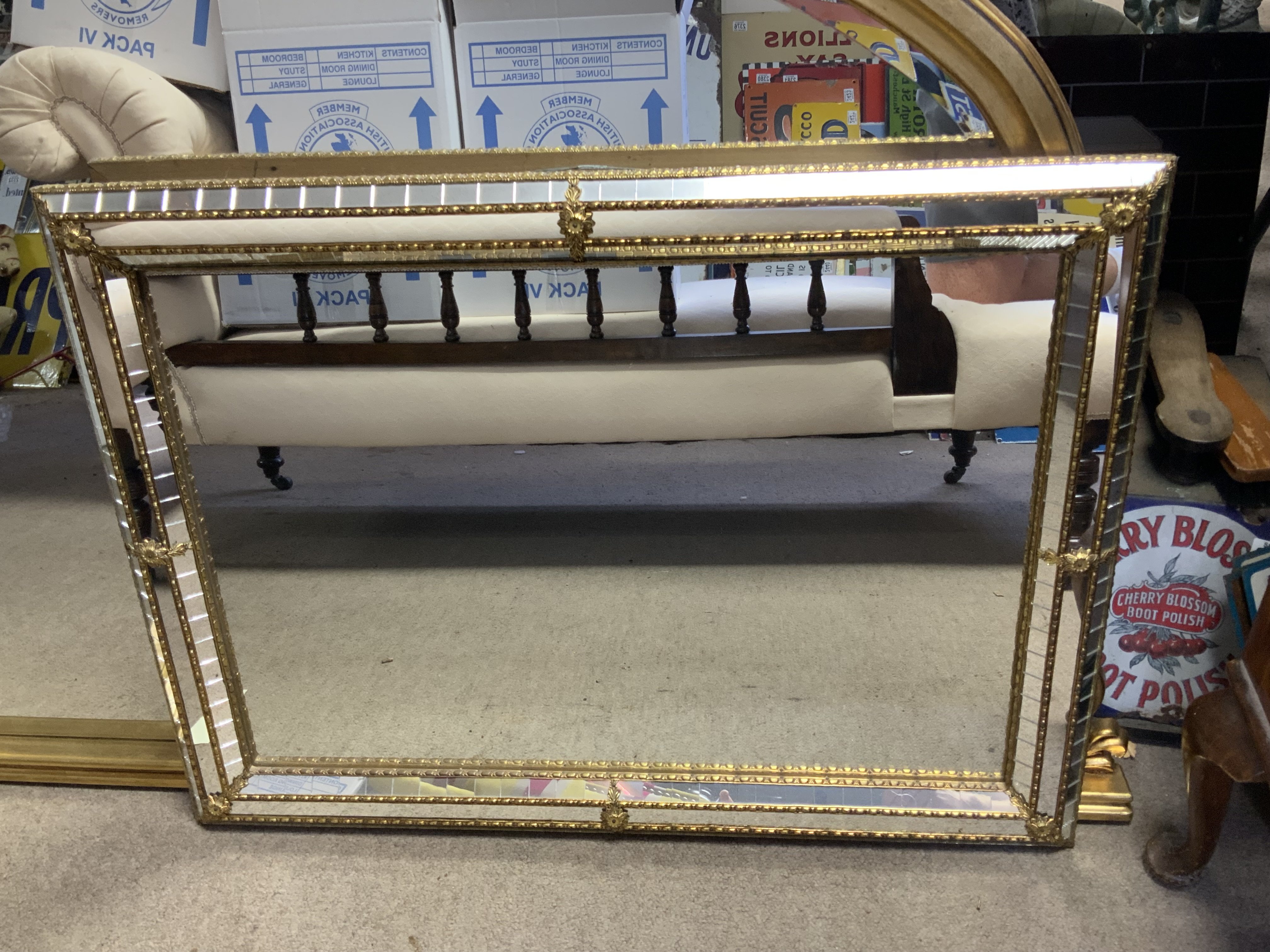 2 good mirrors. A large gilt over mantle mirror 125cm x 94cm / tiled edge wall mirror 79cm x 60cm.- NO RESERVE