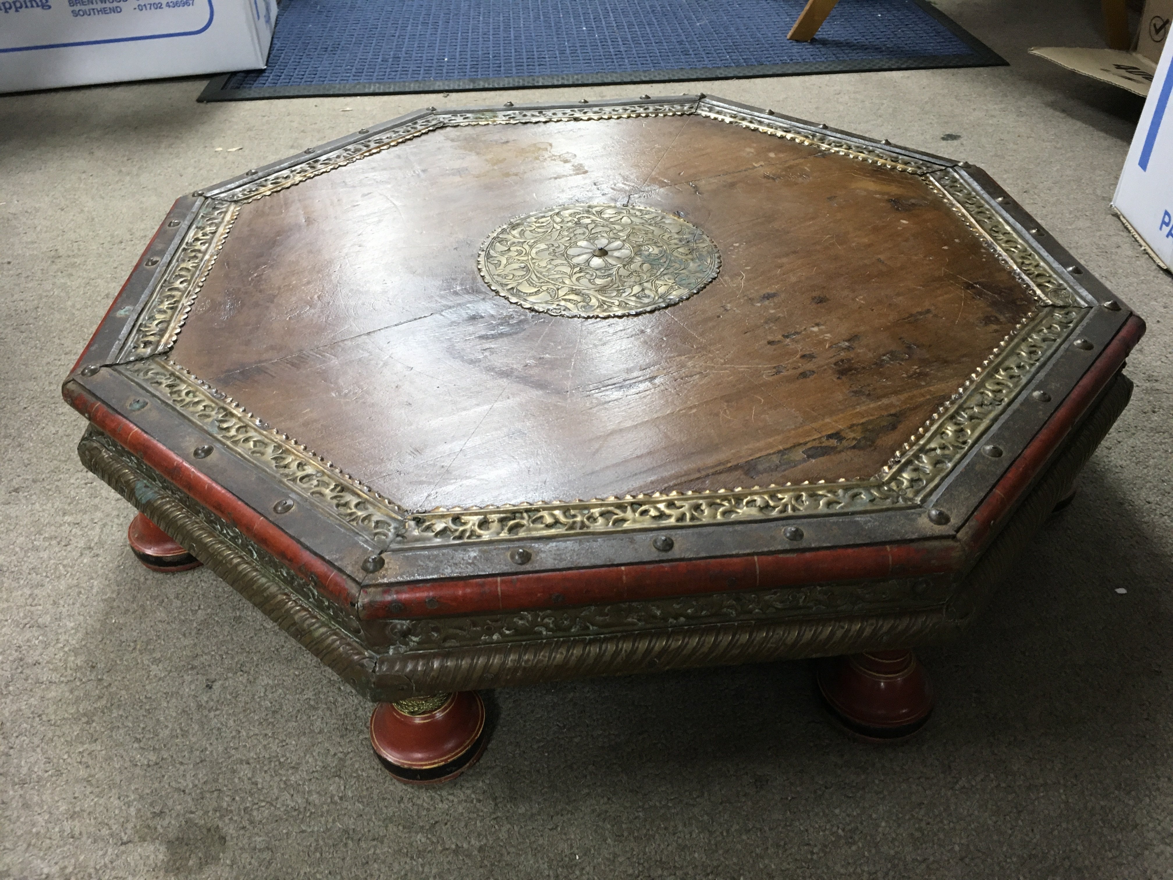 An eastern octagonal table. Diameter 74cm, height 16cm.
