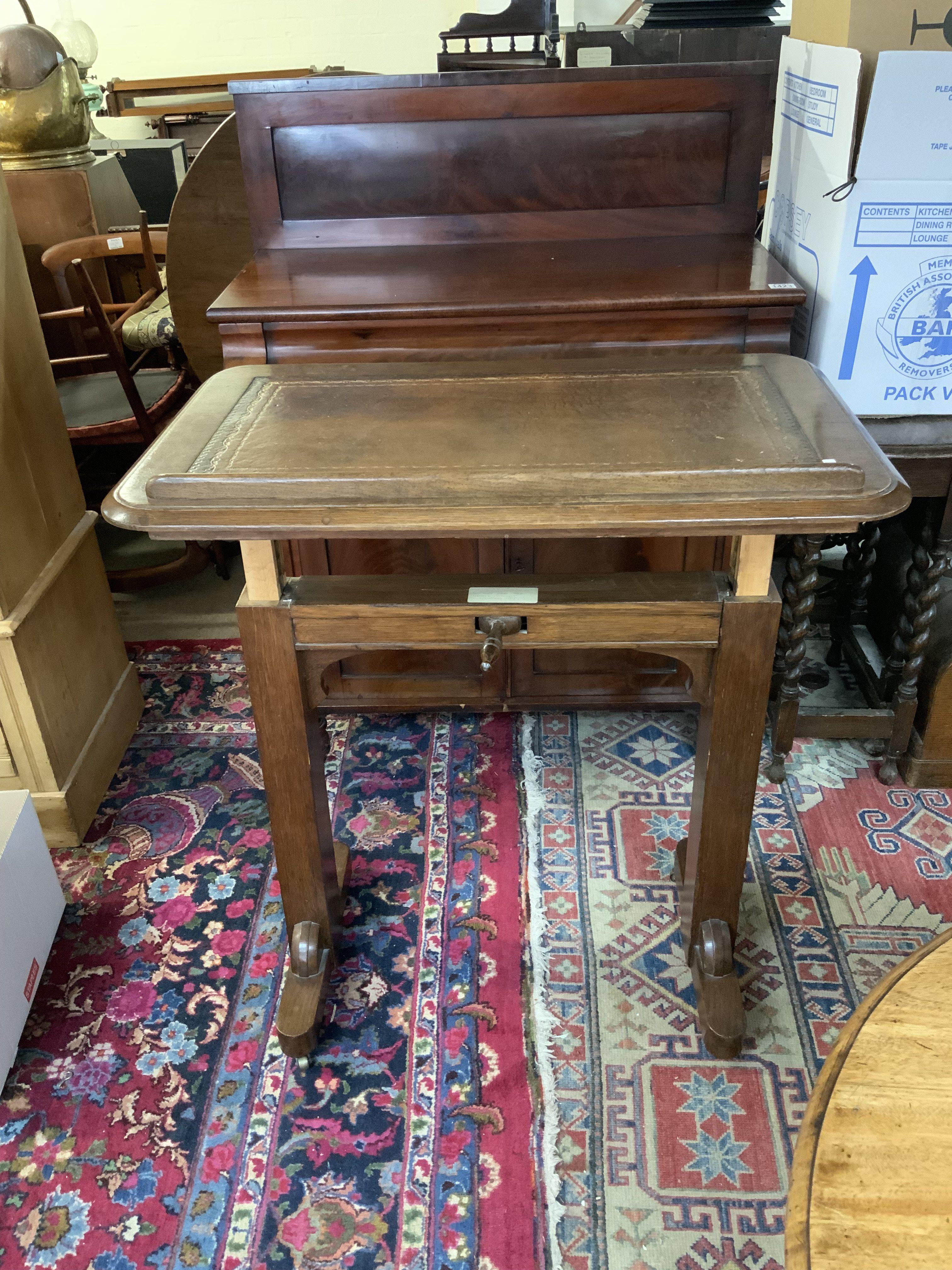 1930s Oak adjustable lectern 83cm x 52cm x upto 111cm.