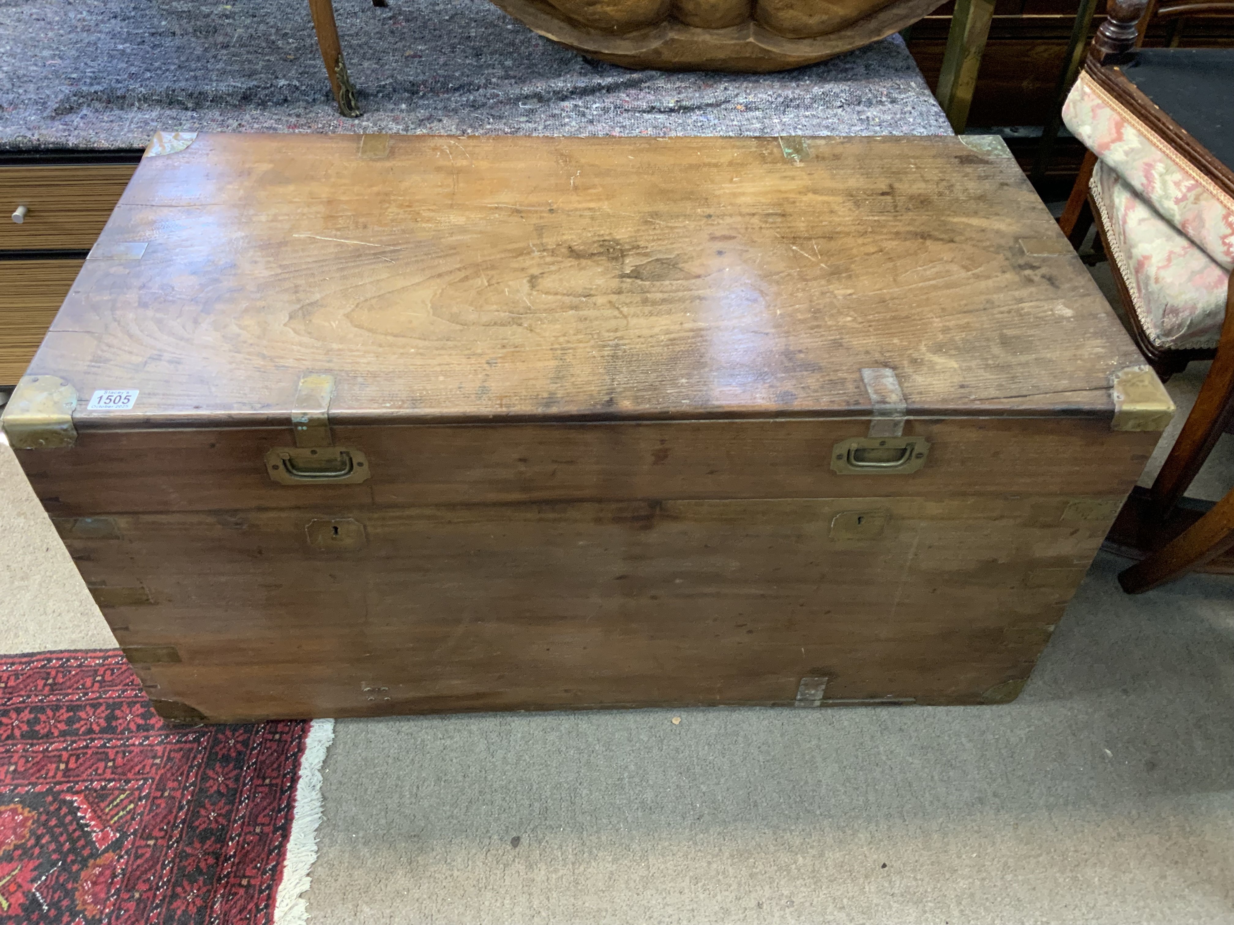 A large Victorian Camphor wood chest 105cm x 52cm x 51cm