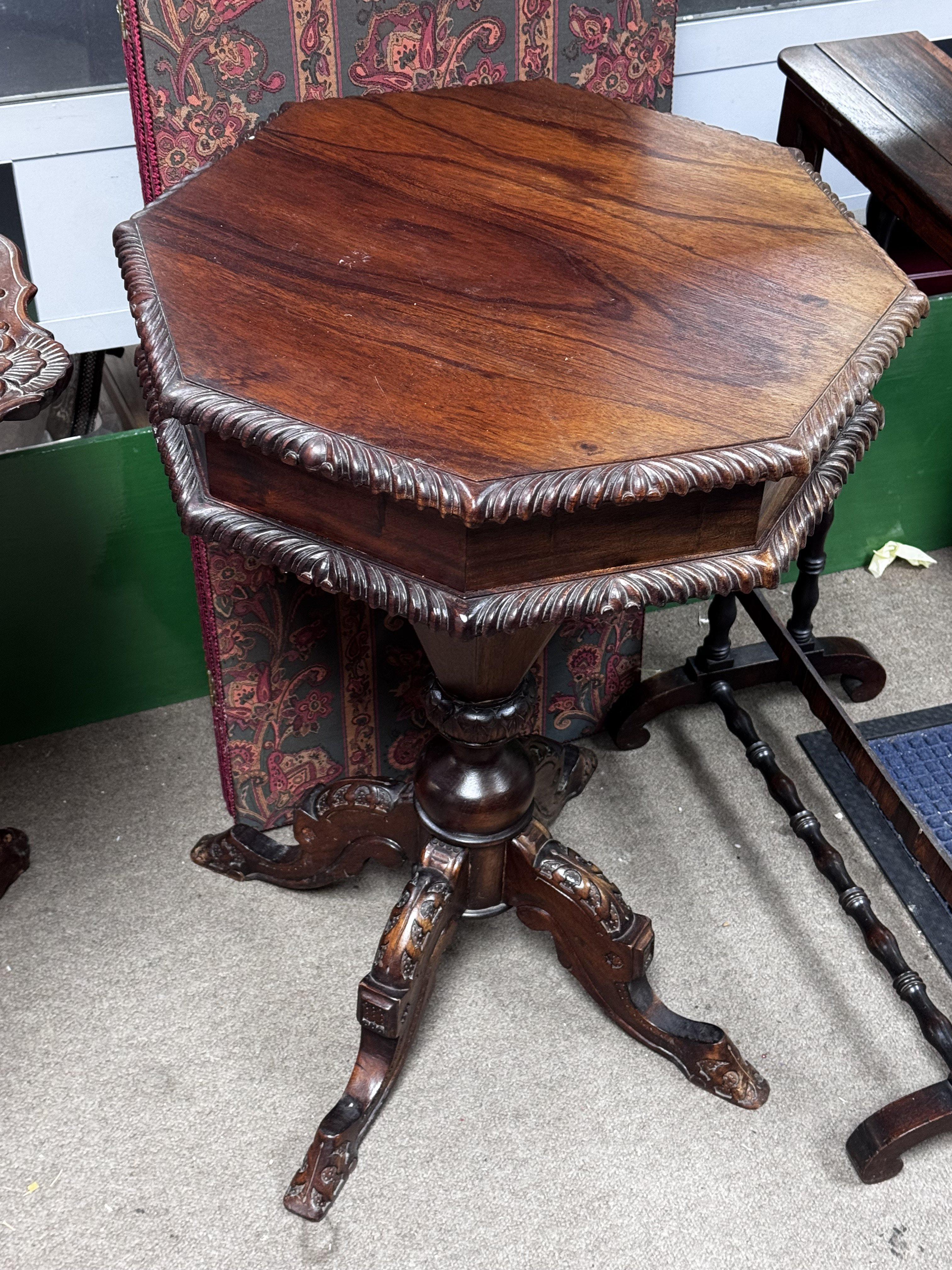 A reproduction sewing box. (D)