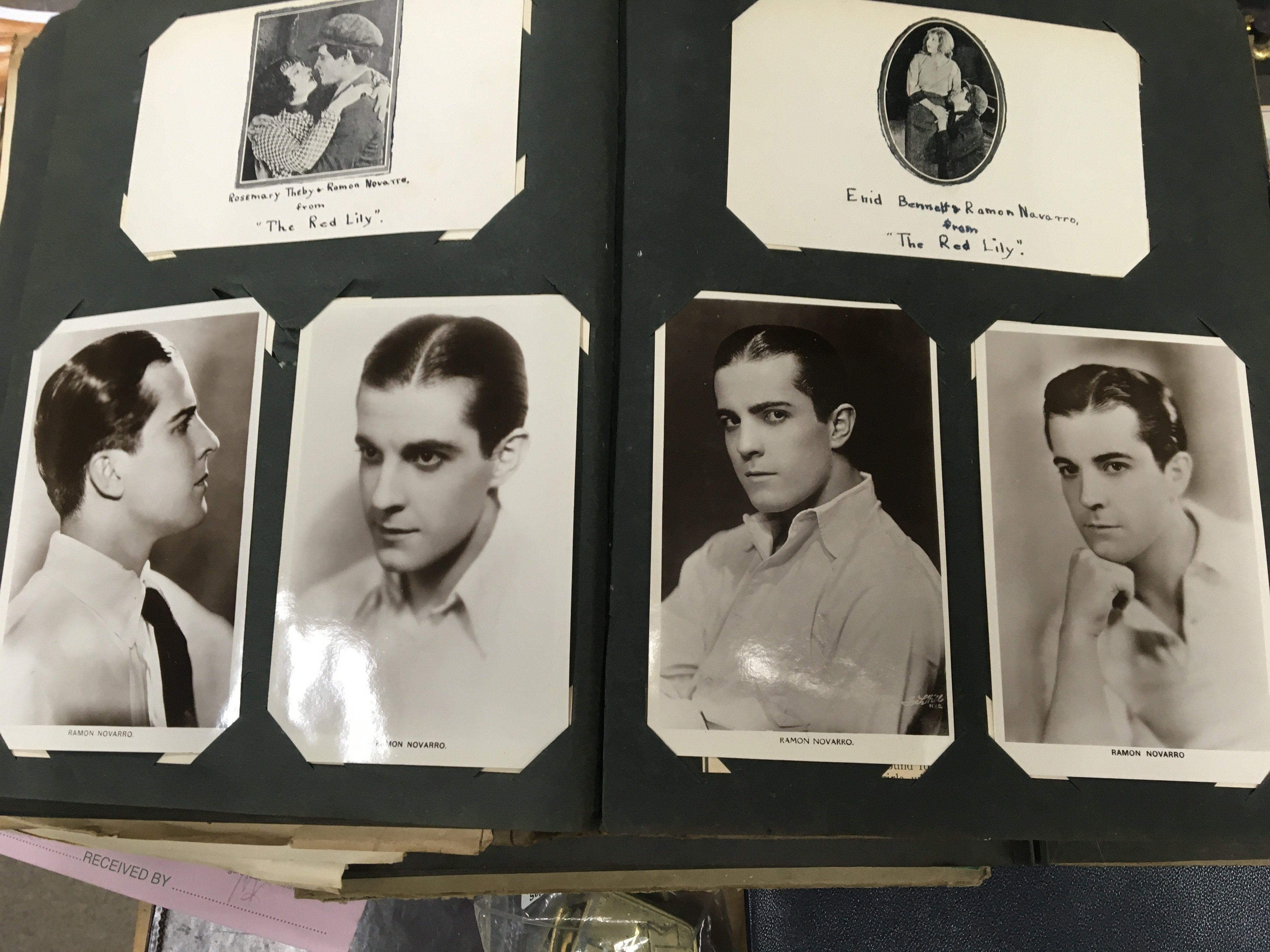 Four albums containing postcards including Edwardian and later film stars .