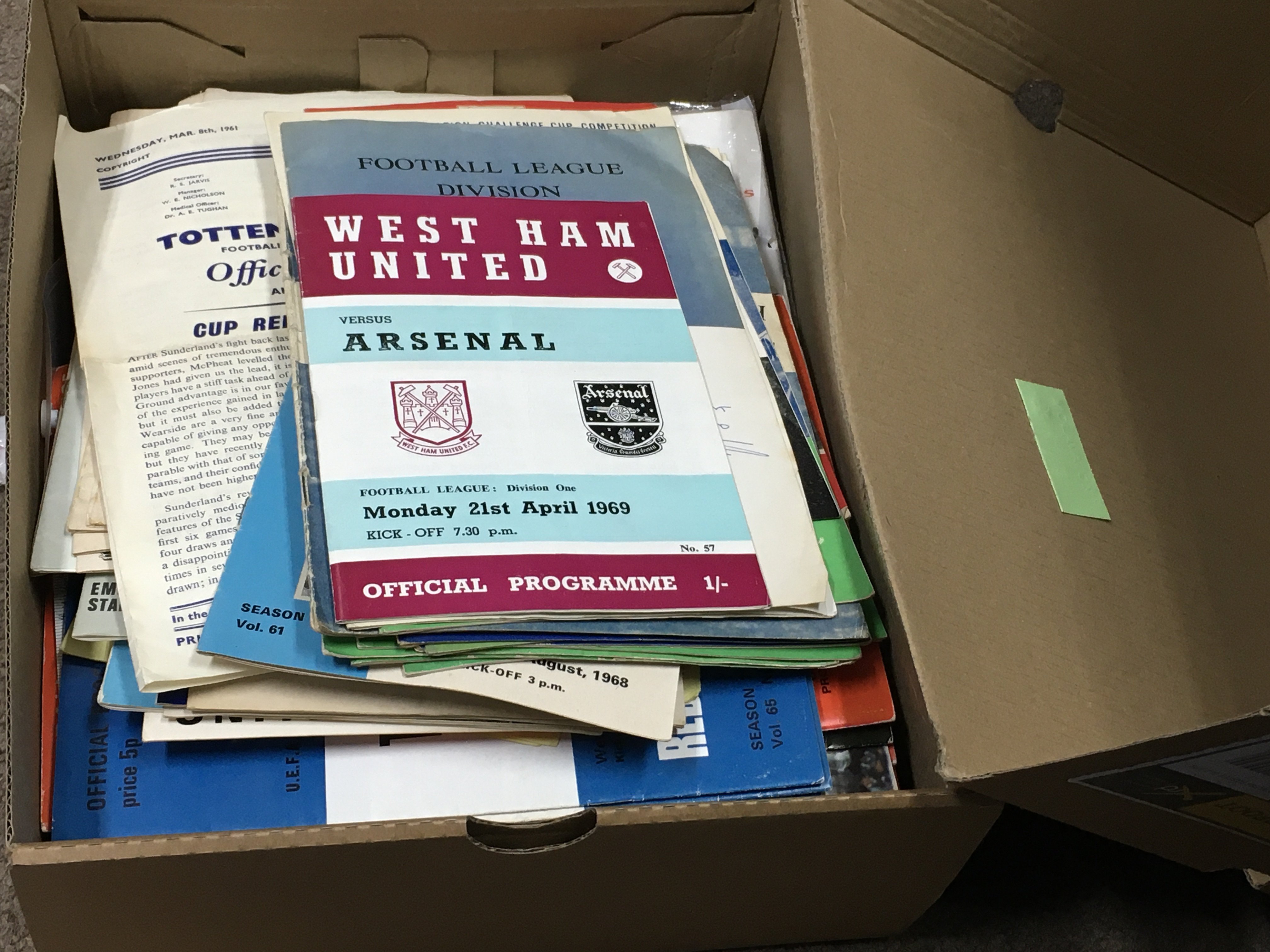 Vintage Football programmes including England, West Ham, Tottenham, Chelsea etc. postage catb